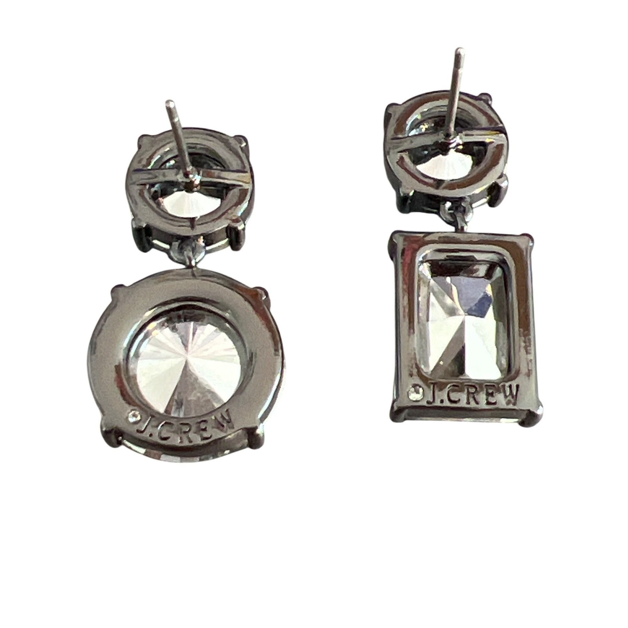 J.Crew J.Crew Gunmetal Gray Cubic Zirconia Mismatched Drop Earrings Size ONE SIZE - 4 Thumbnail