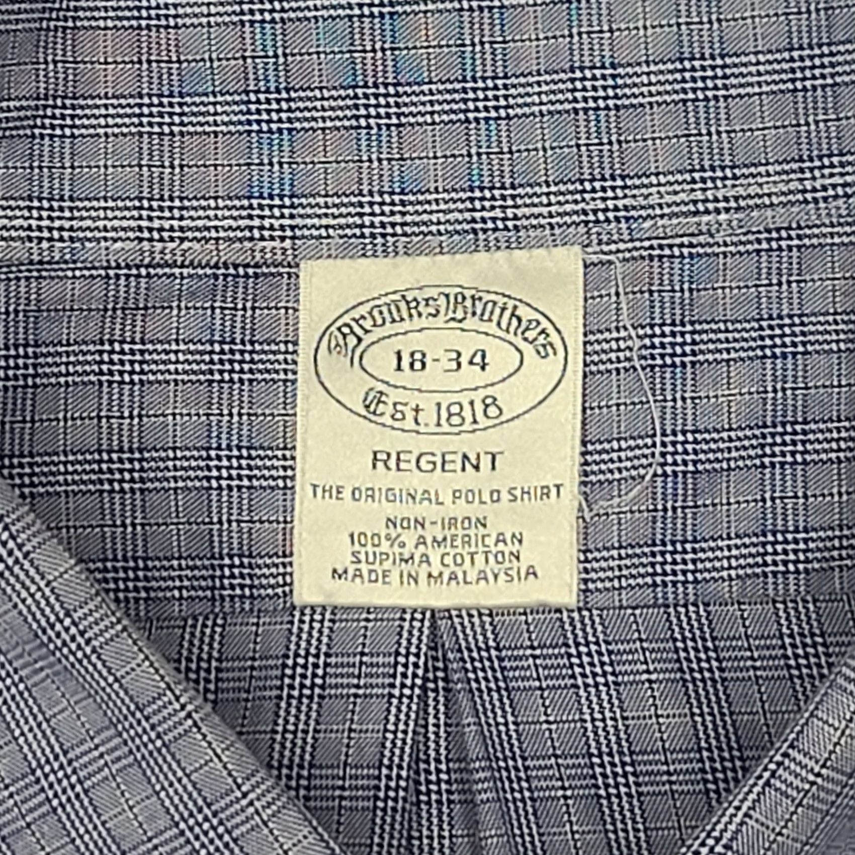Brooks Brothers Brooks Brothers Regent Fit Shirt Mens 18 34 Blue Check Non Iron Supima Cotton Dress Shirt Button-Down Collar Mens 18 Big & Tall Regular Size US XXL / EU 58 / 5 - 3 Thumbnail