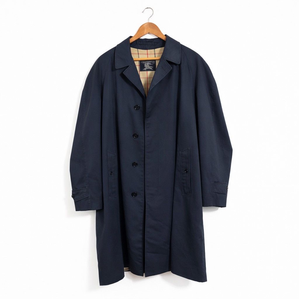 Burberry Vintage Burberrys Navy Balmacaan Nova Check Size US L / EU 52-54 / 3 - 1 Thumbnail