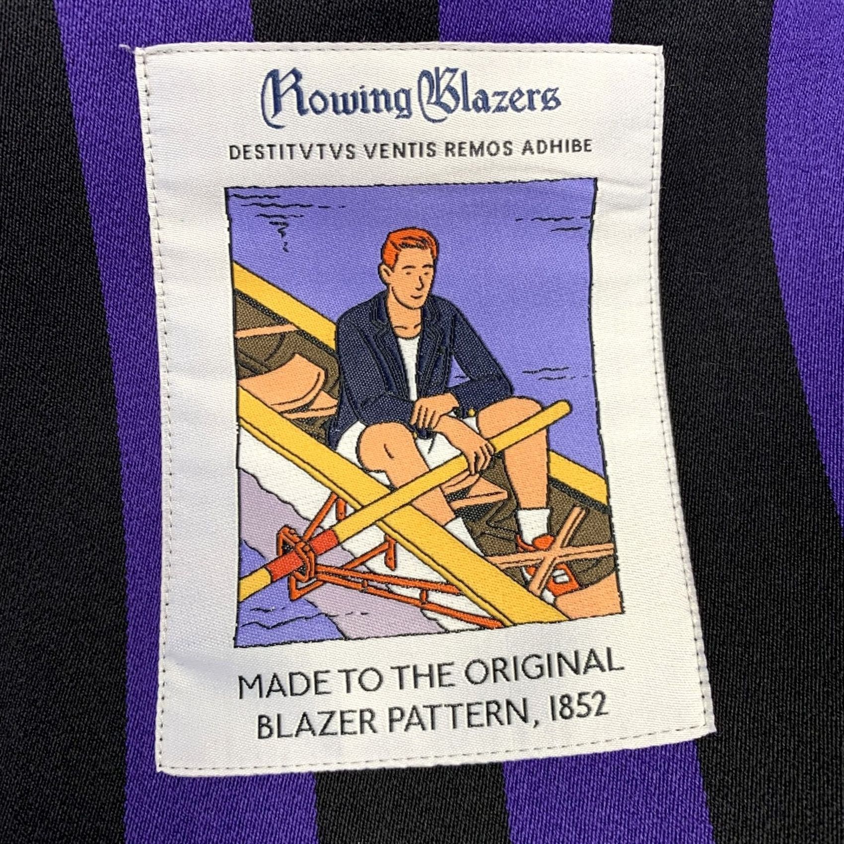 Rowing Blazers ROWING BLAZERS Sport Coat 46 Long Black Purple Stripe Cotton Wool Notch Lapel Mens Size 46R - 5 Thumbnail