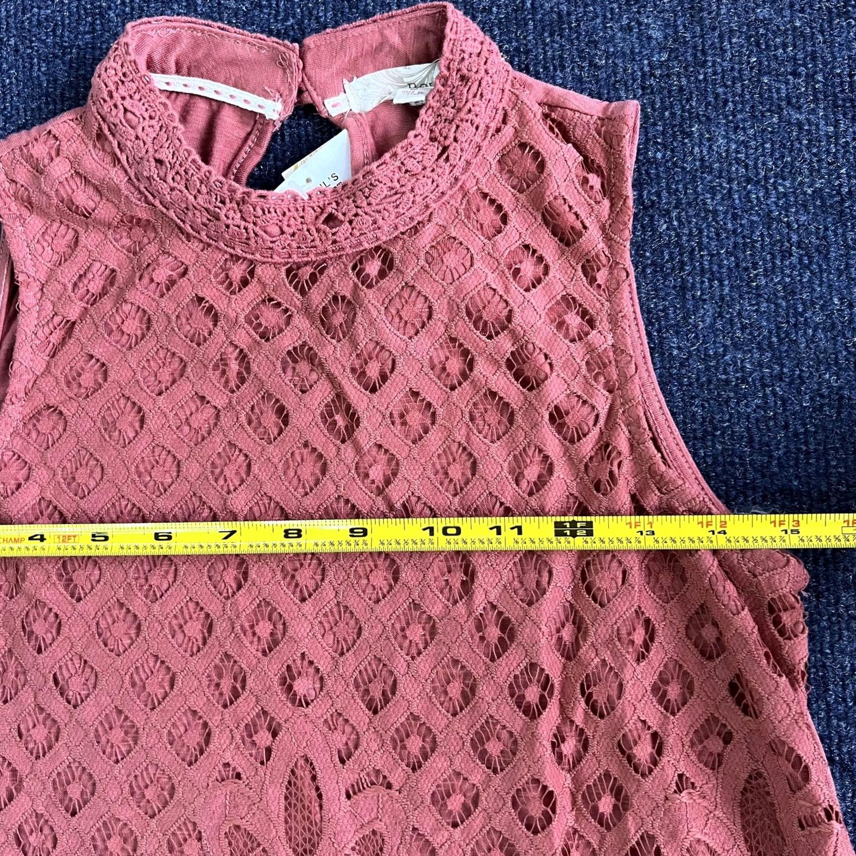 Vintage Rewind Tank Top Womens Small Orange Lace Mock Neck Tunic Sleeveless Boho Size S / US 4 / IT 40 - 7 Thumbnail