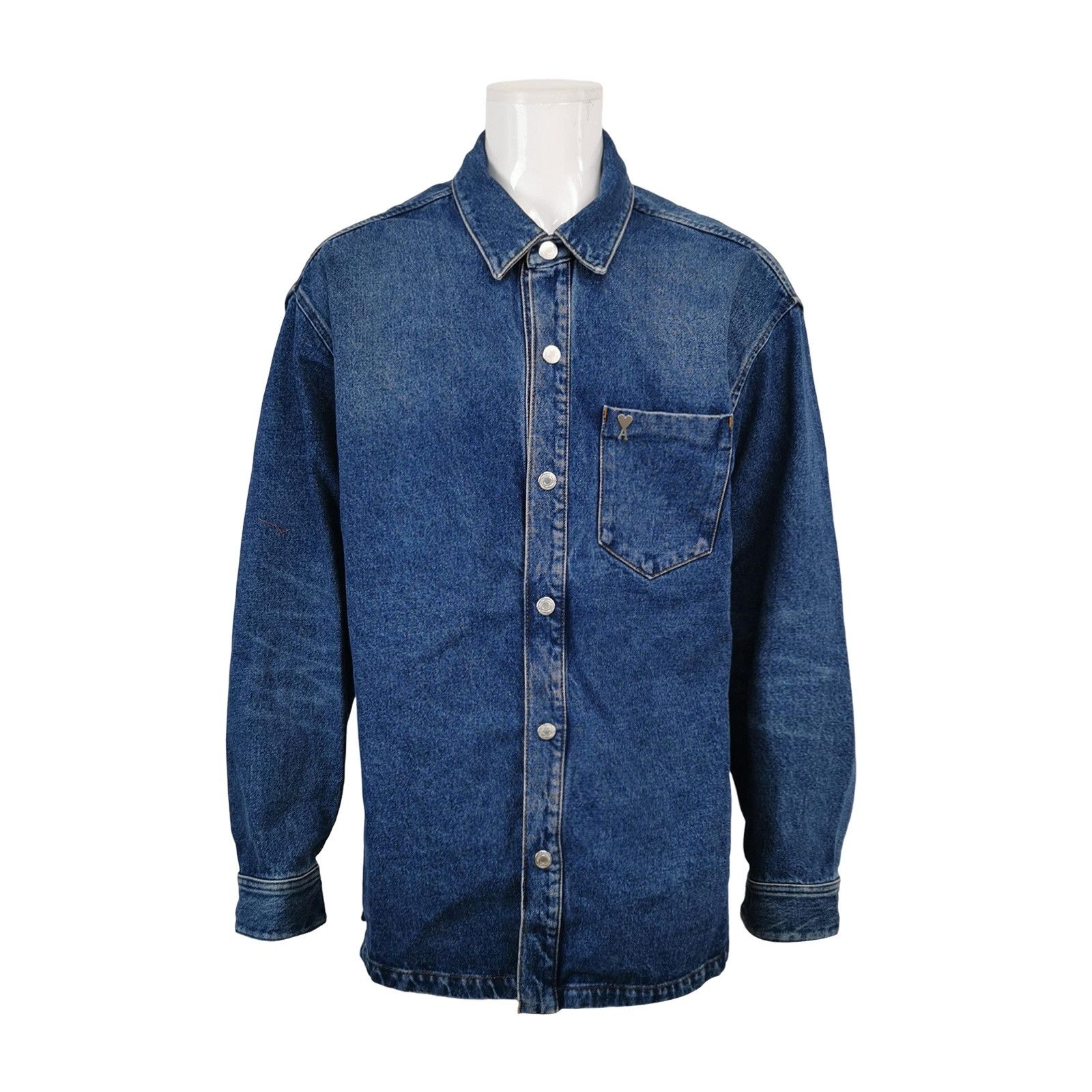 AMI AMI Alexandre Mattiussi Heart Logo Denim Overshirt XL Size US XL / EU 56 / 4 - 1 Thumbnail