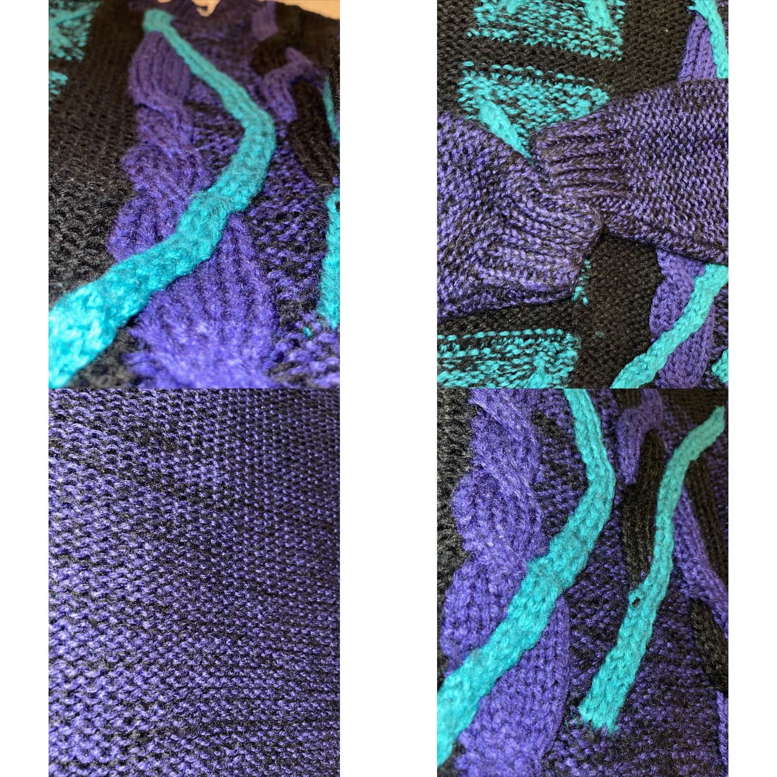 Etro VINTAGE City Streets Sweater Shirt Unisex XL Black Purple Teal 1990s Retro Knit Acrylic Size US XL / EU 56 / 4 - 8 Thumbnail
