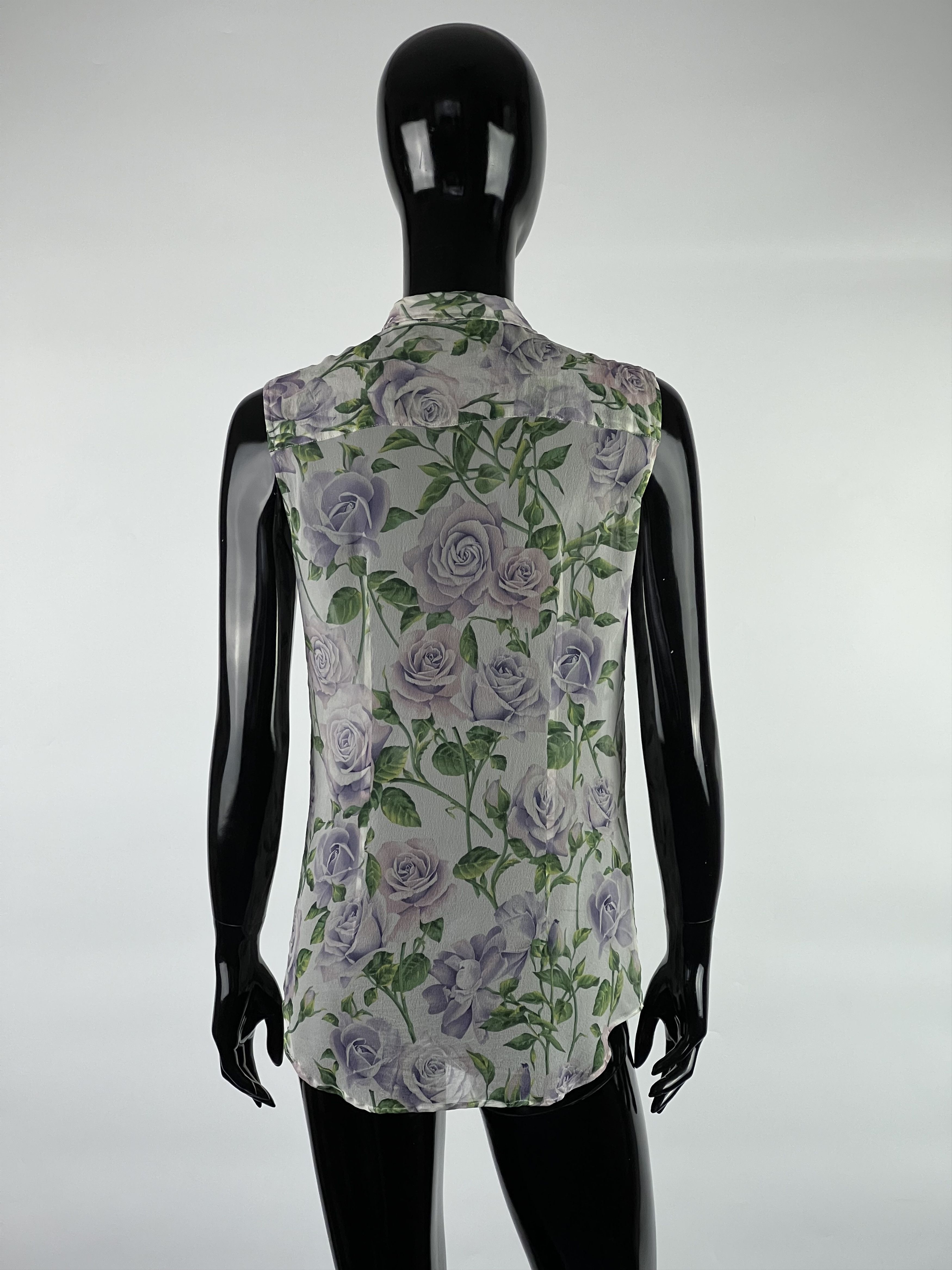 Dolce & Gabbana D&G Silk Sleeveless Button Up Shirt Blouse Roses Print Size M / US 6-8 / IT 42-44 - 3 Thumbnail