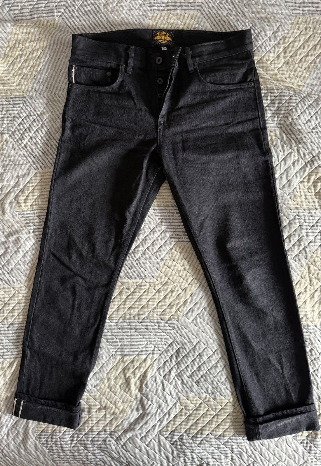 Brave Star Slim Straight 16.5oz Double Black 33x36
