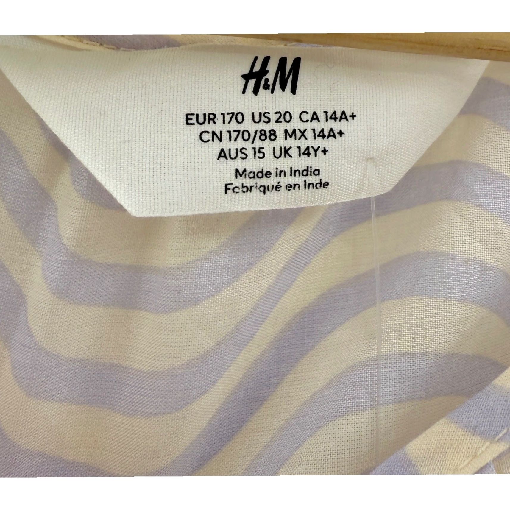 H&M NWT H&M Wave Pattern Top Size 14Y+ Beige and Lilac Cropped Blouse Boho Shirt WomensLam Size XL / US 12-14 / IT 48-50 - 3 Thumbnail