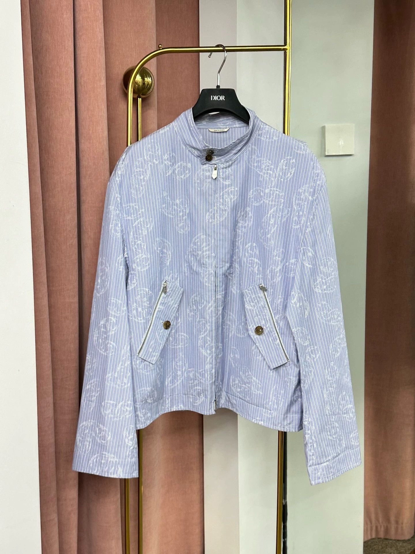 Hermes Hermes Men's Blue Striped Shirt Jacket Size US L / EU 52-54 / 3 - 1 Thumbnail