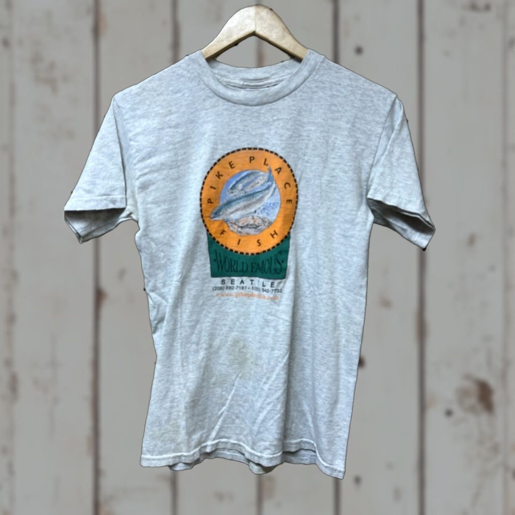 Jerzees VINTAGE 1997 Seattle Grunge Pike Place Flying Fish T Shirt Jerzees Men S Gray Cotton 90s Crew Neck Short Sleeve As Is Size US S / EU 44-46 / 1 - 1 Thumbnail