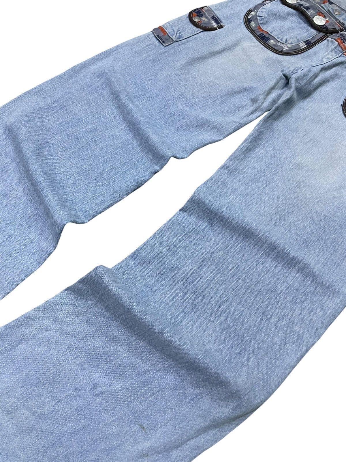 Hysteric Glamour × Japanese Brand × Red Monkey Blue Moon Japan Flared Wide Leg Cargo Jeans Low Rise Size US 32 / EU 48 - 9 Thumbnail