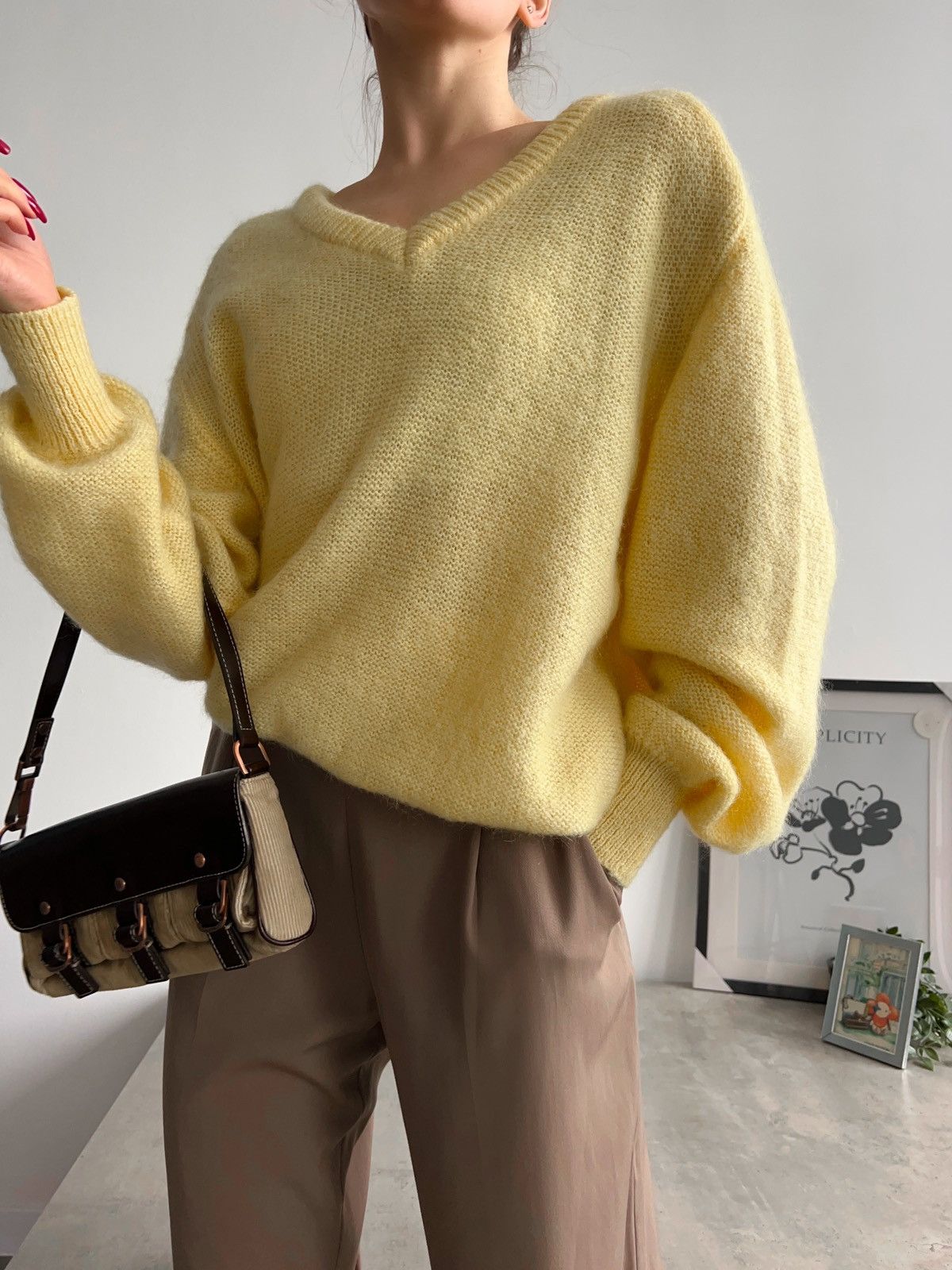 Vintage Beautiful Yellow Vintage Wool Alpaca Sweater Italian Size M / US 6-8 / IT 42-44 - 2 Thumbnail