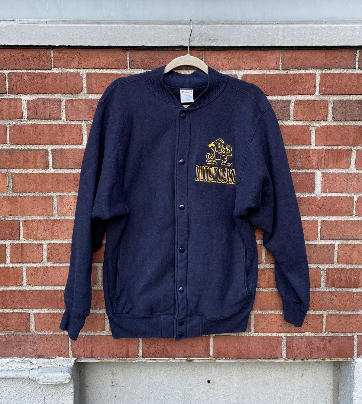 Champion Rare 90s Champion Reverse Weave Notre Dame Button Sweatshirt Size US M / EU 48-50 / 2 - 1 Thumbnail