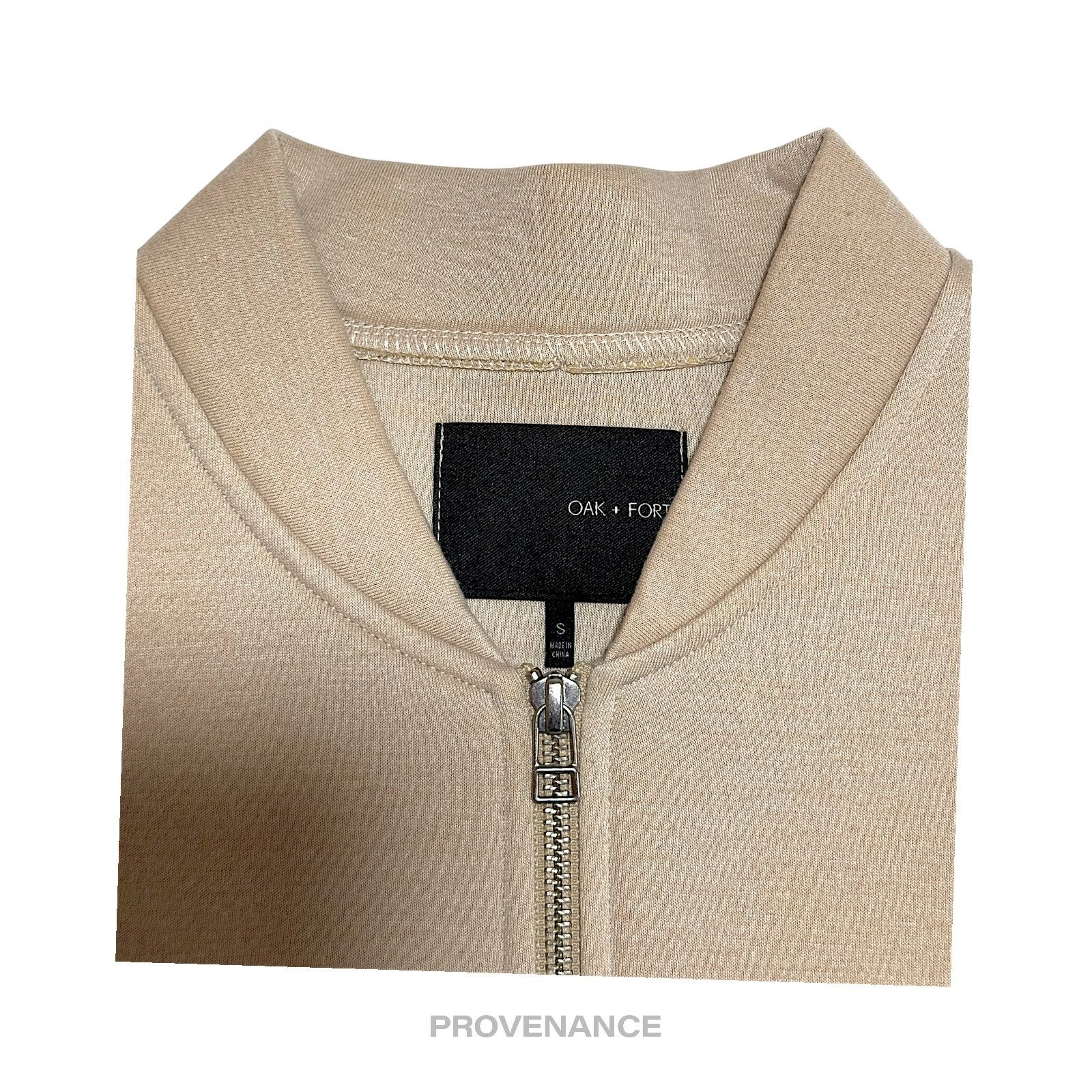 Oak + Fort 🔴 OAK + FORT Structured Bomber Jacket - Beige S Size US S / EU 44-46 / 1 - 3 Thumbnail