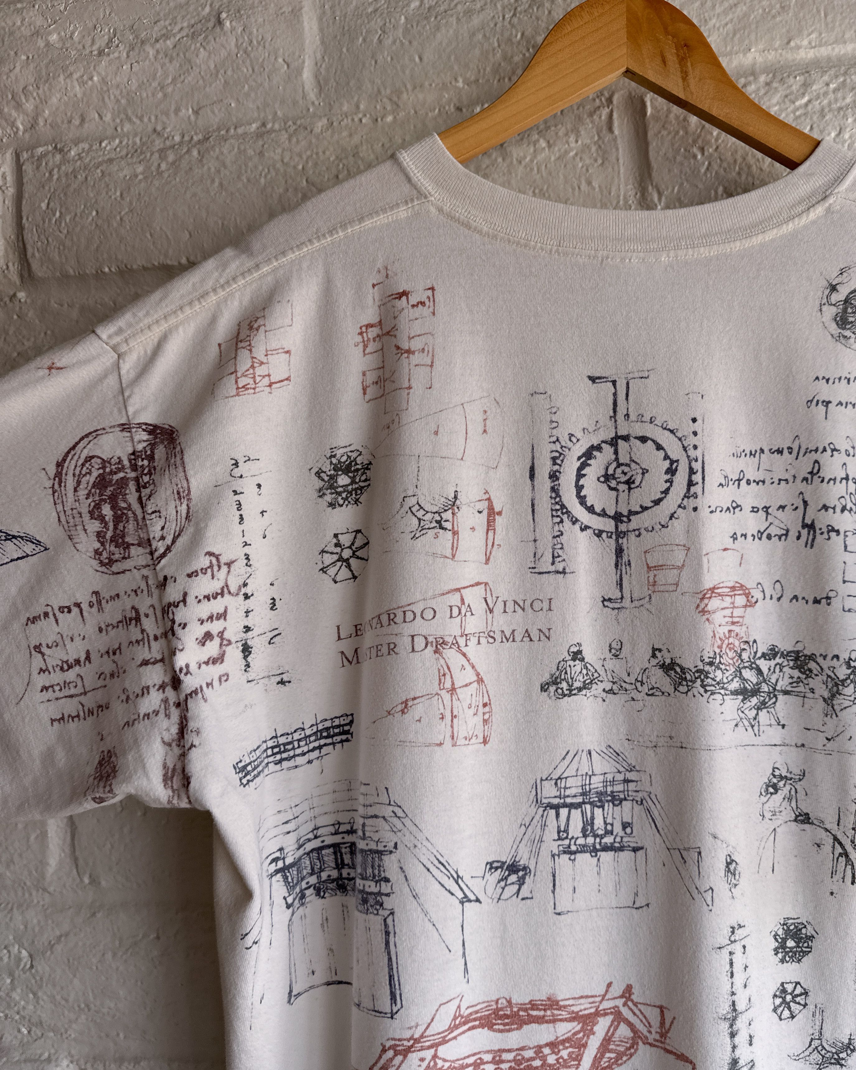 Vintage Vintage 90s Leonardo DaVinci T Shirt Men's XL AOP Scribble Size US XL / EU 56 / 4 - 7 Thumbnail