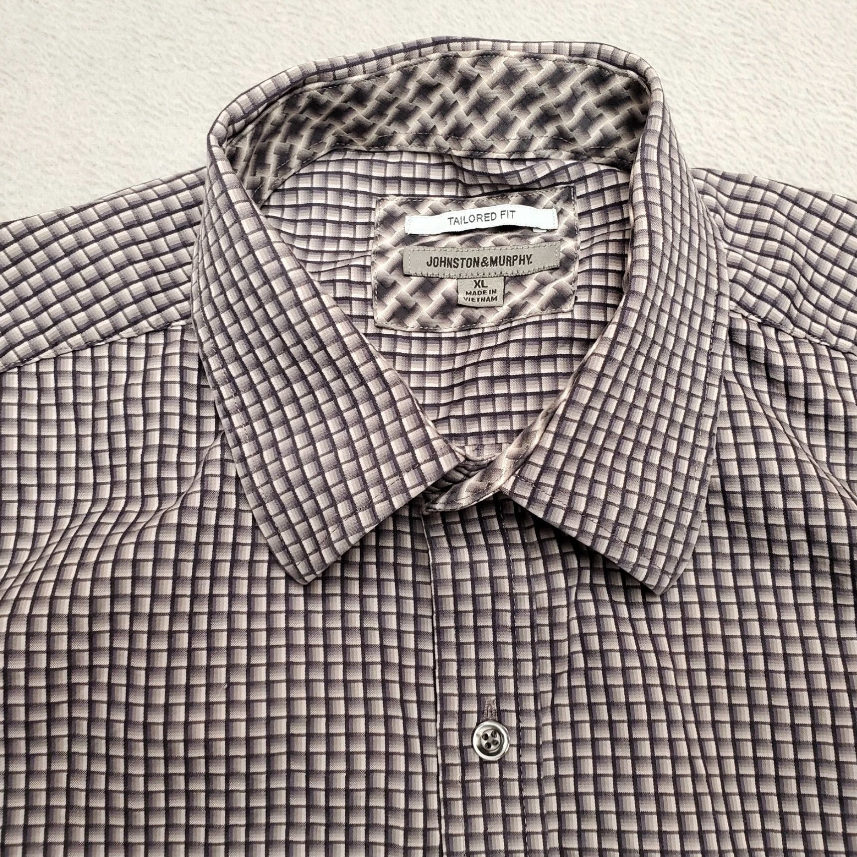 Johnston & Murphy Johnston & Murphy Shirt Men XL Gray Geometric Flip Cuff Long Sleeve Button casual Size US XL / EU 56 / 4 - 2 Thumbnail