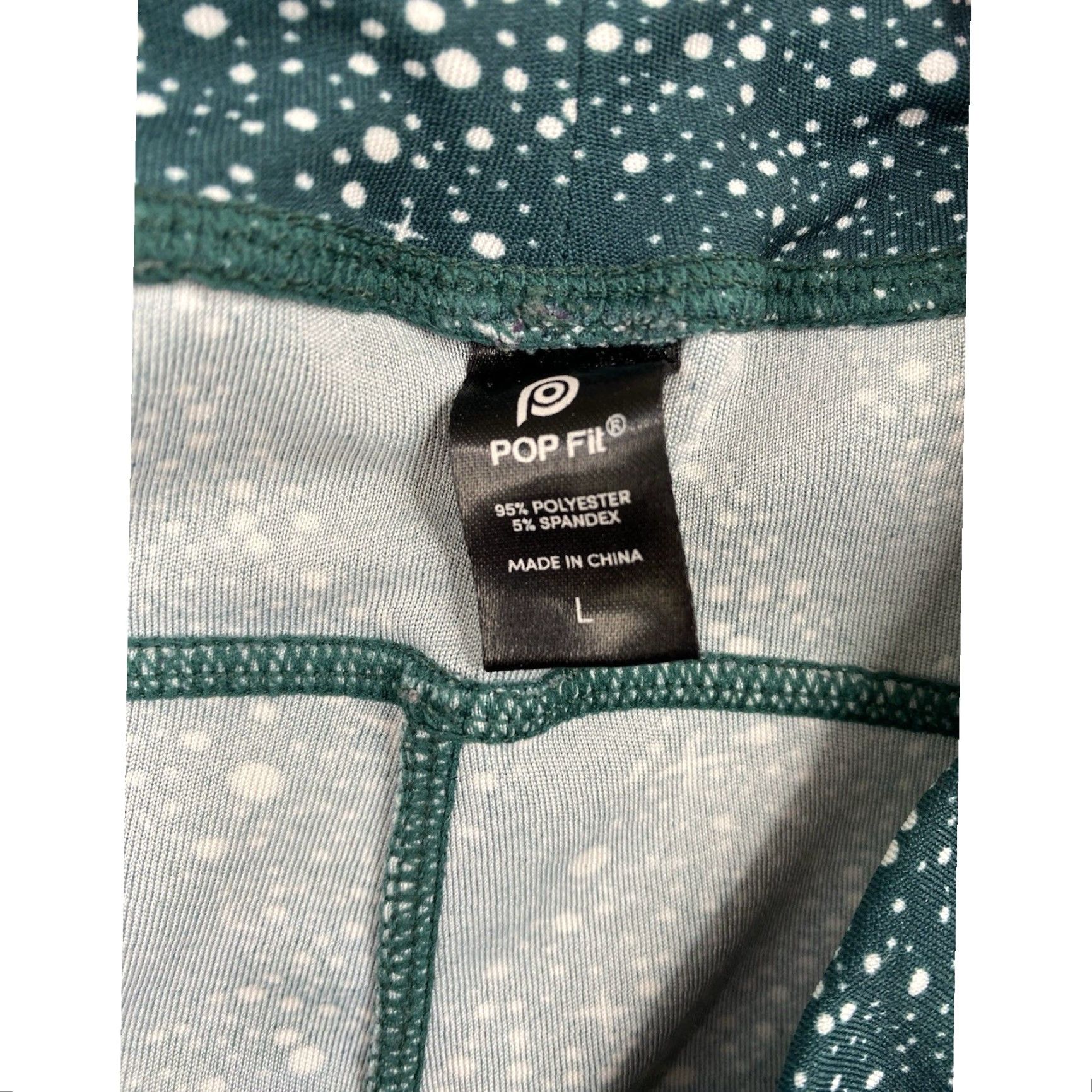 Logo 7 POP Fit Leggings Womens L Green Splatter Pockets Logo Pull On Yoga Running Capri Activewear Womens L Green Logo Pockets Size 27" / US 4 / IT 40 - 7 Thumbnail