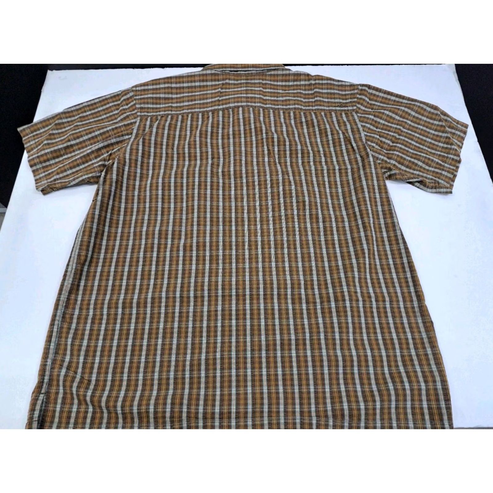 Vintage Columbia Mens Button-Up Shirt Short Sleeve Brown Plaid Front Zip Pocket Regular Knit 2XL Size US XXL / EU 58 / 5 - 8 Thumbnail