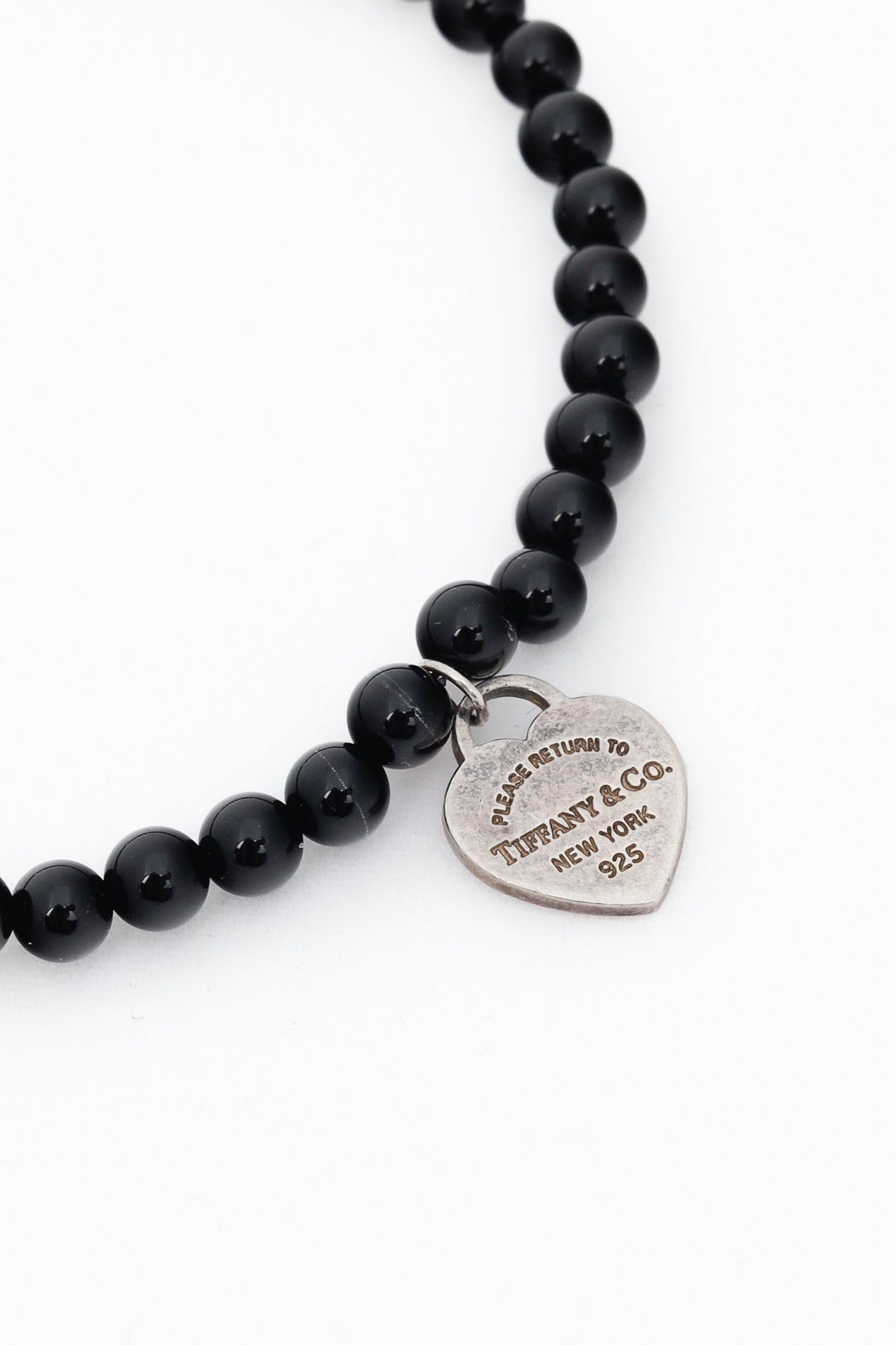 Tiffany & Co. Tiffany & Co. Onyx & Sterling Silver Heart-Tag Bead Bracelet Size ONE SIZE - 3 Thumbnail