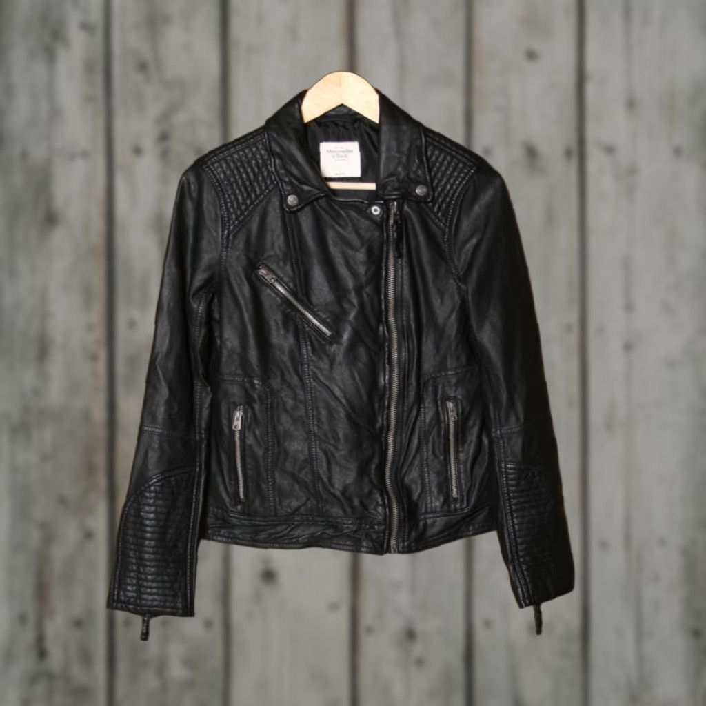 Abercrombie & Fitch Abercrombie & Fitch Black Faux Leather Moto Jacket Women's L Jacket Size L / US 10 / IT 46 - 1 Thumbnail