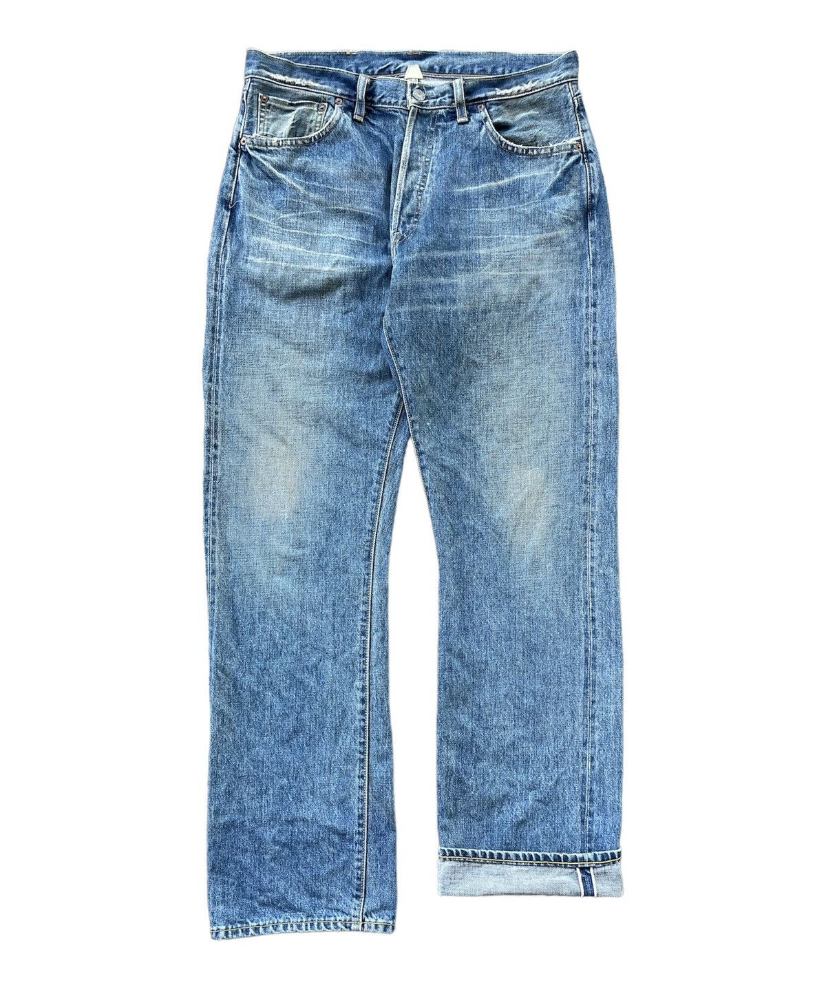 image of Distressed Denim x Rrl Ralph Lauren Vintage Rrl Selvedge Jeans in Faded Blue, Men's (Size 33)