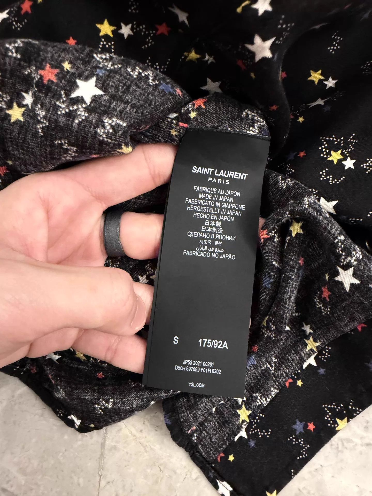 Saint Laurent Paris Saint Laurent SLP Star Print Black Shirt Size US S / EU 44-46 / 1 - 4 Thumbnail