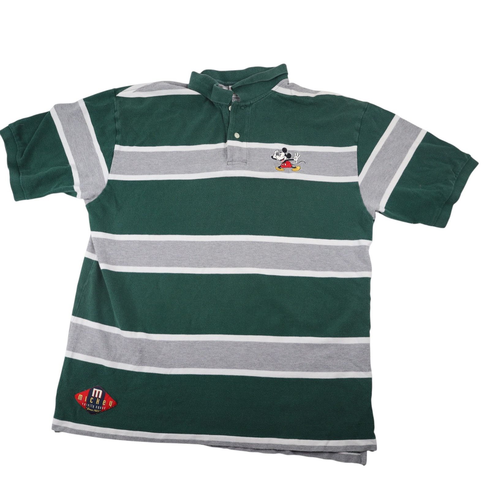 Disney × Vintage Vintage 90s Disney Mickey Varsity Squad Striped Polo Shirt Size US XL / EU 56 / 4 - 1 Thumbnail