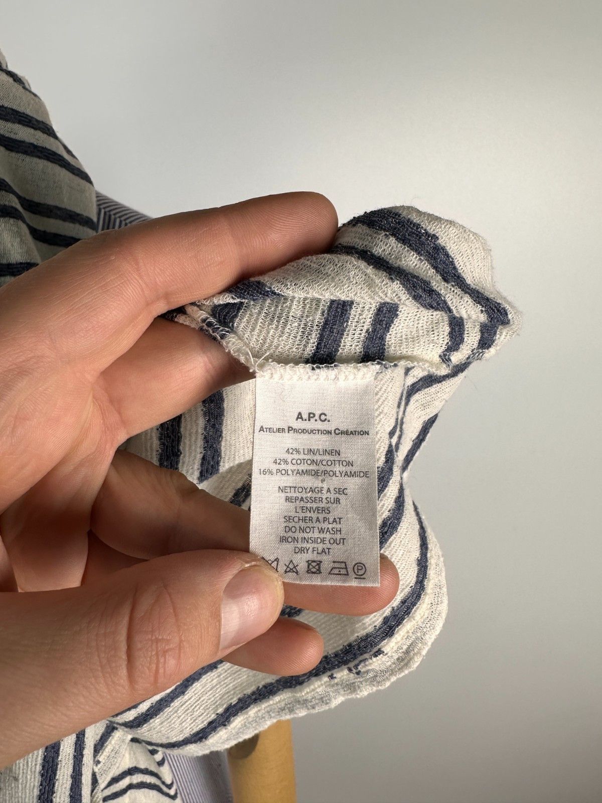 A.P.C. Women's A.P.C. Striped Linen Long Sleeve T-Shirt Size L Size L / US 10 / IT 46 - 8 Thumbnail