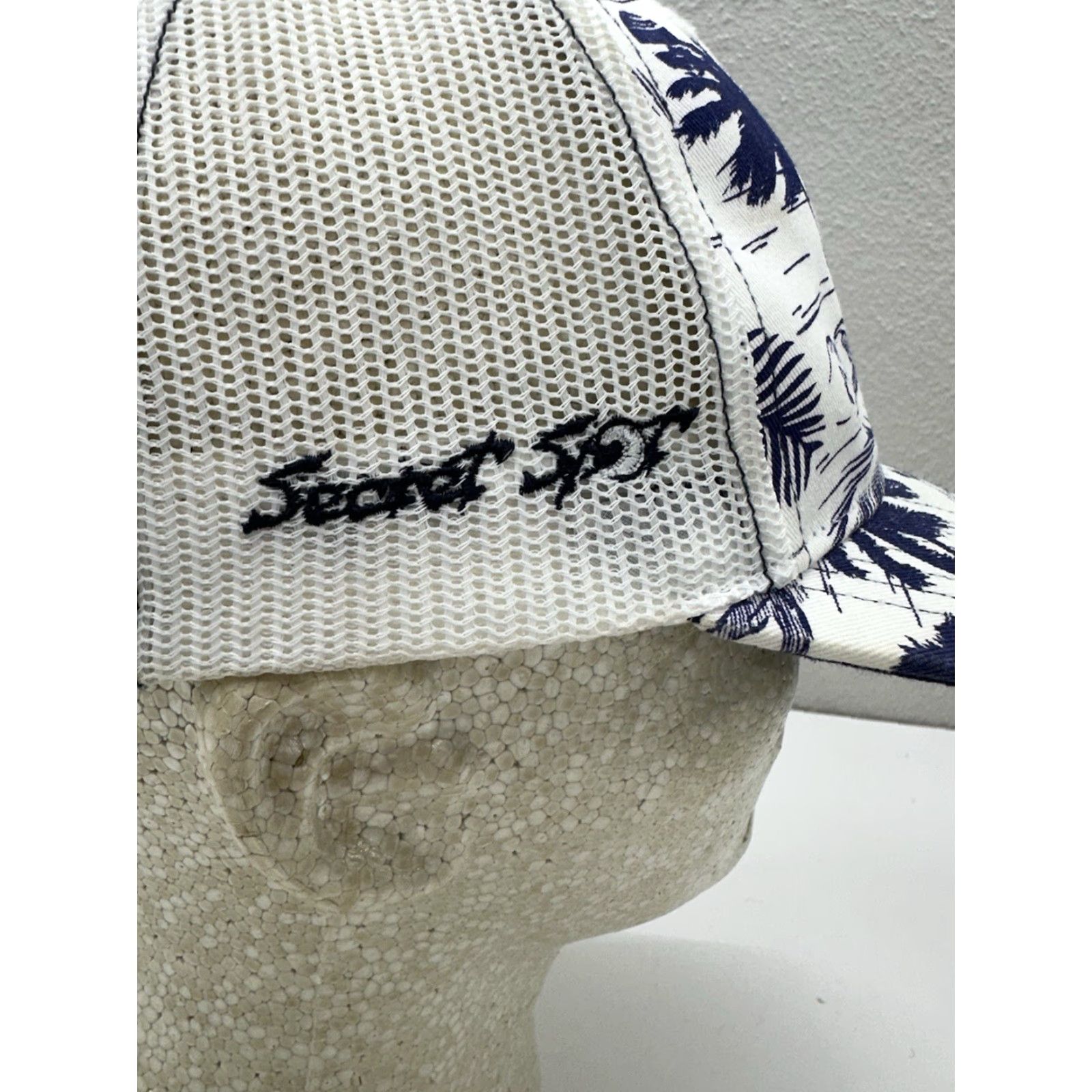 Vintage Richardson Snapback Hat White Blue Palm Trees North Carolina Logo Secret SPF Mens Hat One Size Blue Cotton Adjustable Outdoor Size ONE SIZE - 7 Thumbnail