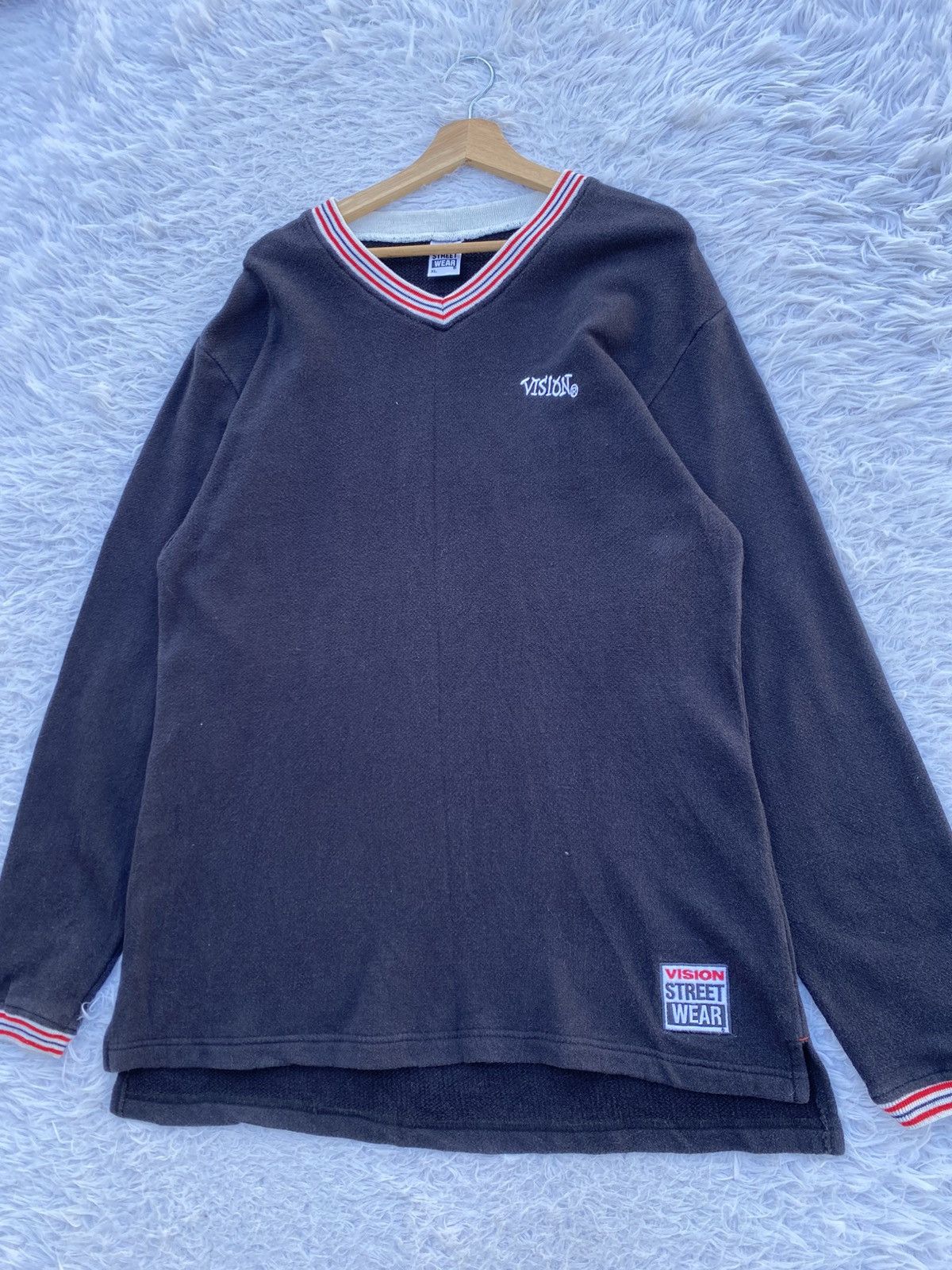 Vision Streetwear Rare Vintage 90s Vision Streetwear V Neck Sweatshirt Size US XL / EU 56 / 4 - 6 Thumbnail