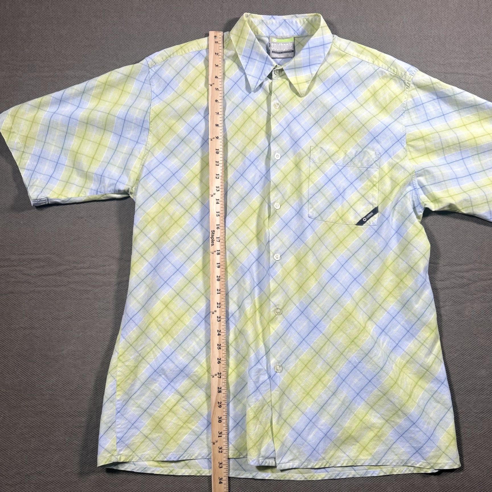 Southpole Southpole Shirt XL Yellow Blue Plaid Short Sleeve Button-Up Men's Casual Size US XL / EU 56 / 4 - 7 Thumbnail
