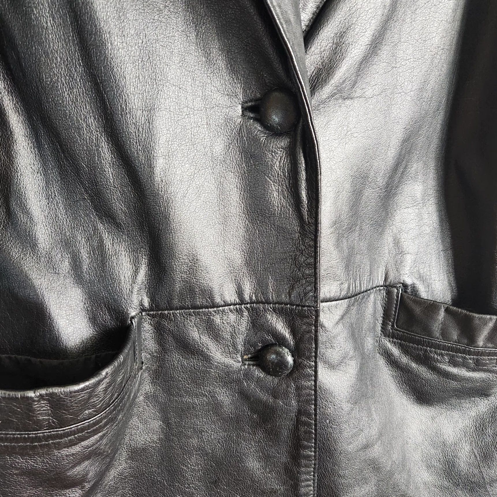 G-III G-III Womens Vintage Black Leather Long Length Single Breasted Coat-Size S Size S / US 4 / IT 40 - 6 Thumbnail