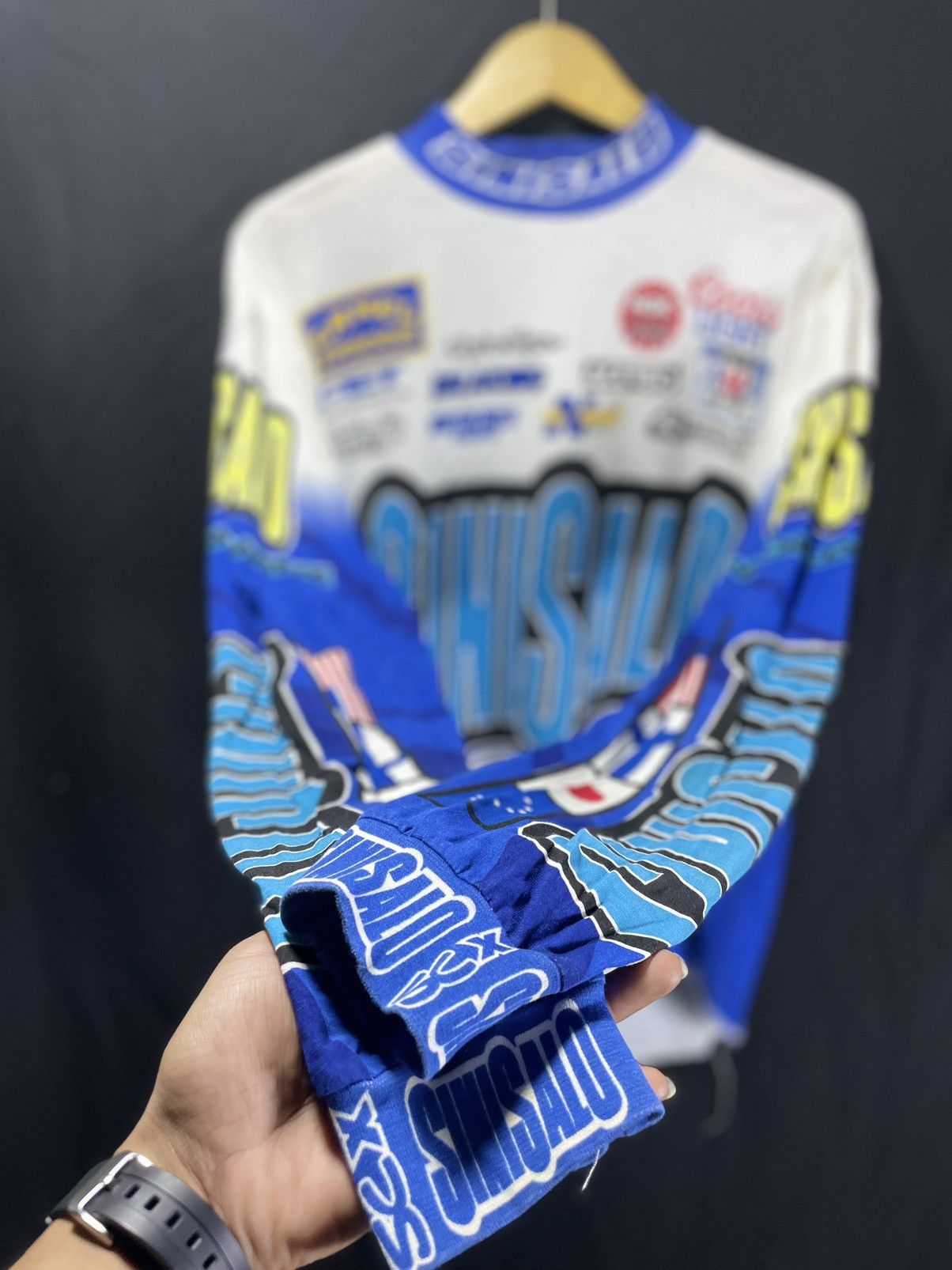 Vintage SiniSalo Worldwide 90s mock neck motocross jersey Troy Lee Size US XL / EU 56 / 4 - 4 Thumbnail