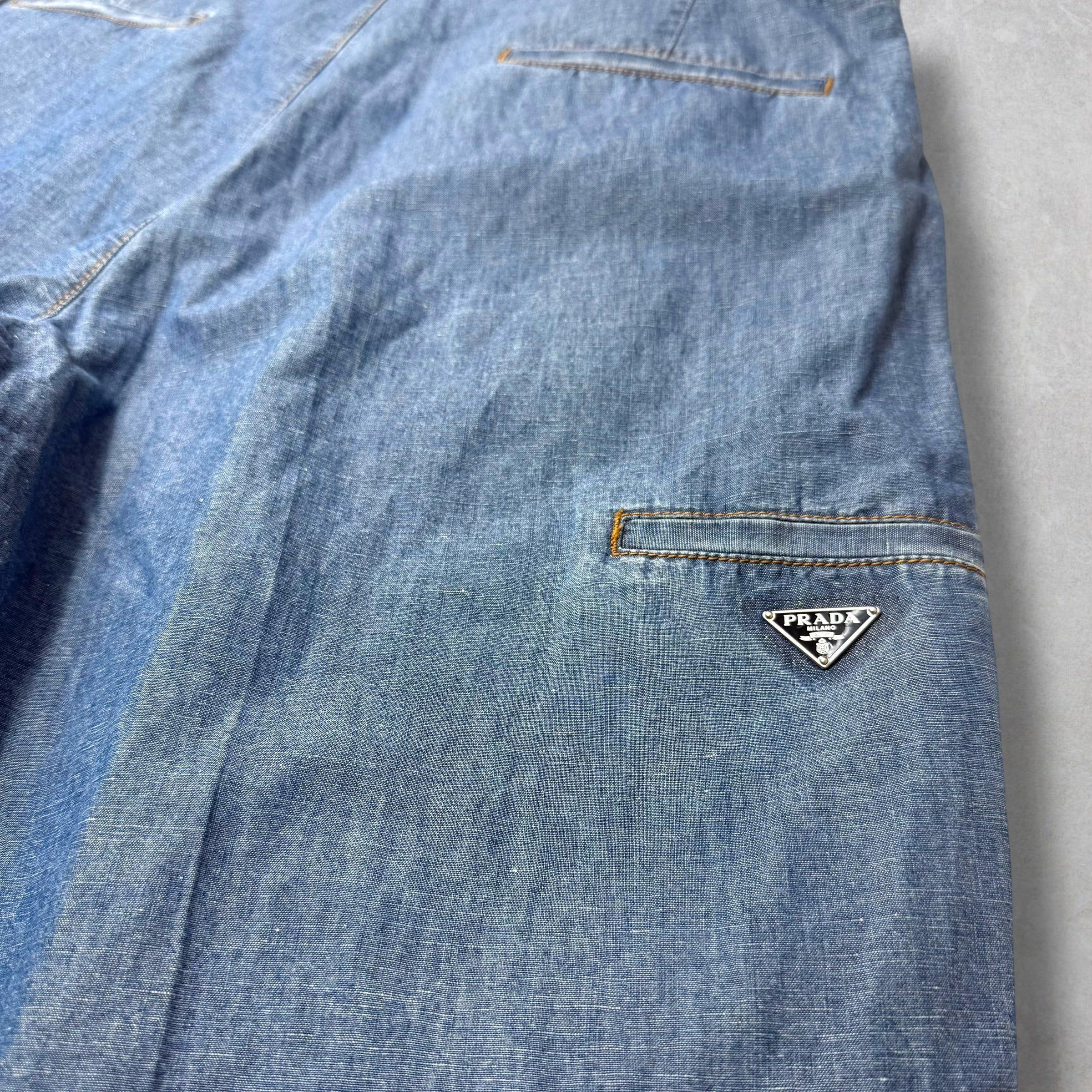 Prada Prada Triangle Logo Plate Denim Bermuda Shorts 52 (36) Size US 36 / EU 52 - 5 Thumbnail