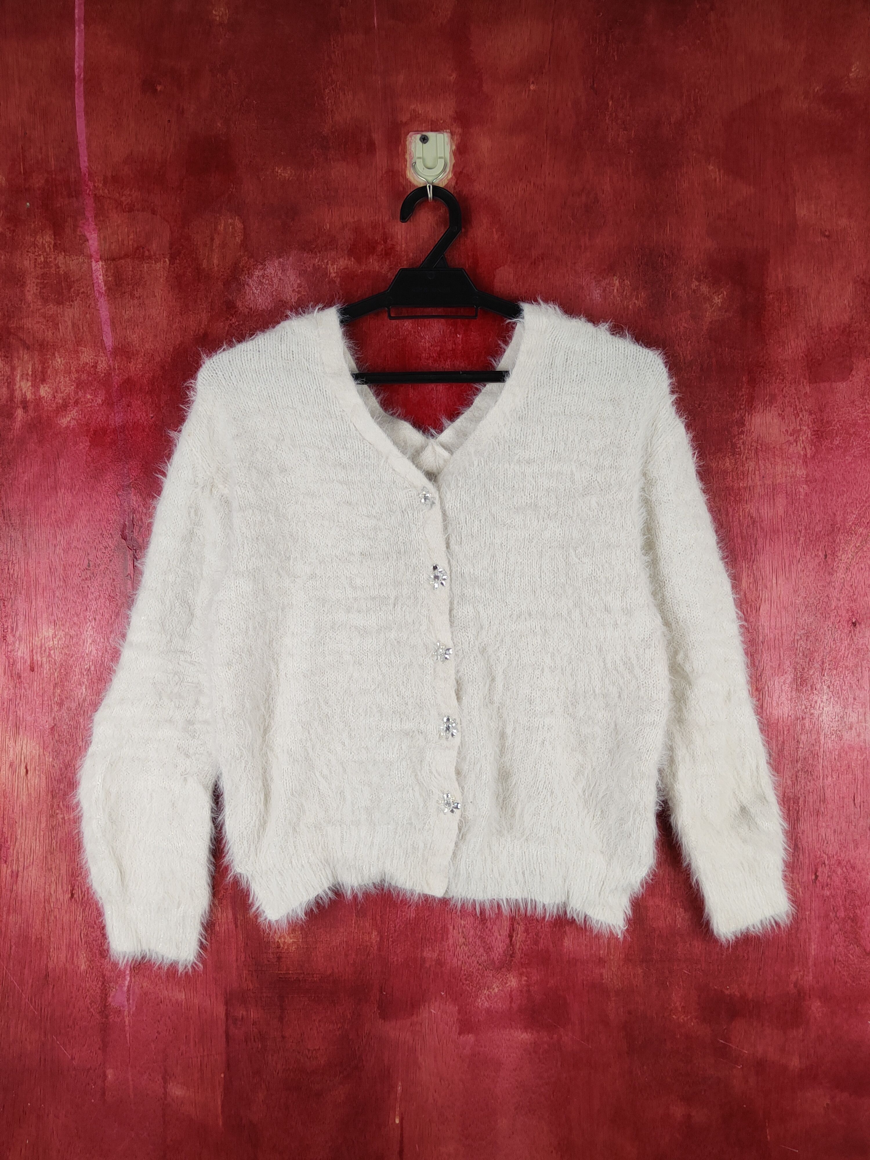 Homespun Knitwear × Japanese Brand May Pretty White Shag Shaggy Fur Mohair Knitwear #S1963 Size XS / US 0-2 / IT 36-38 - 1 Thumbnail
