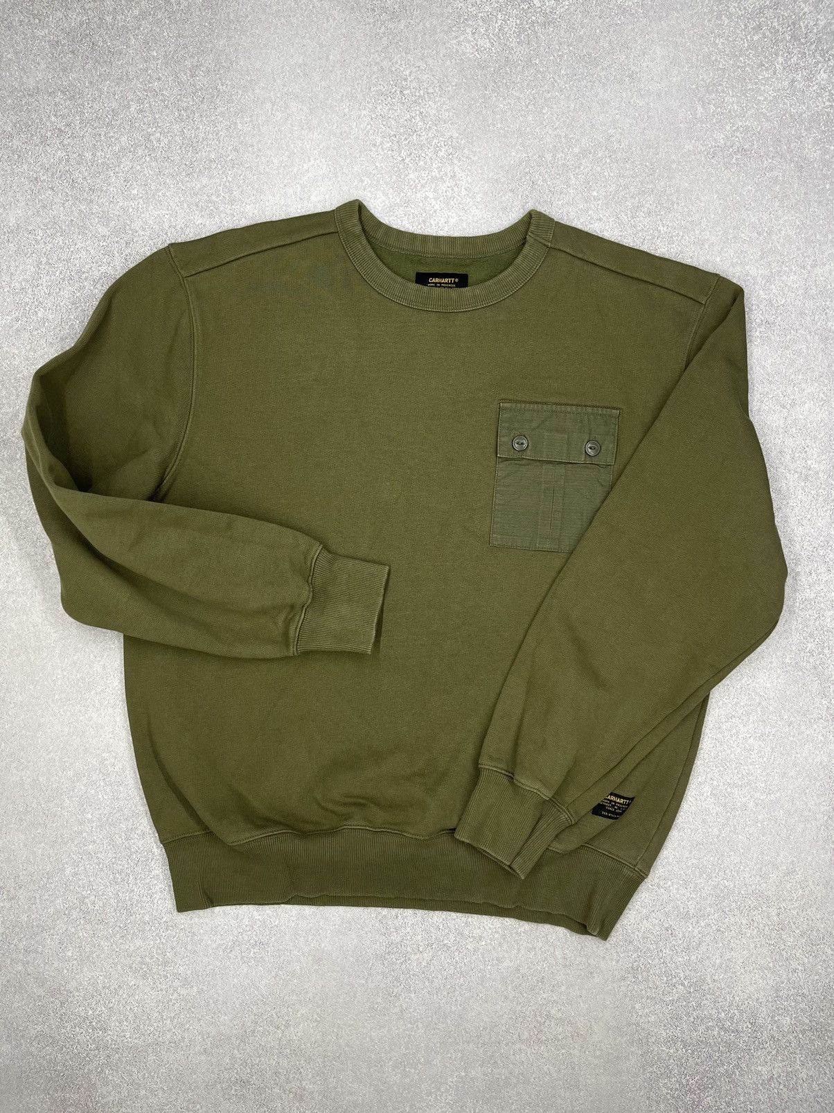 Carhartt Mens Carhartt Military Pocket Sweatshirt Khaki Y2K Size US M / EU 48-50 / 2 - 2 Thumbnail