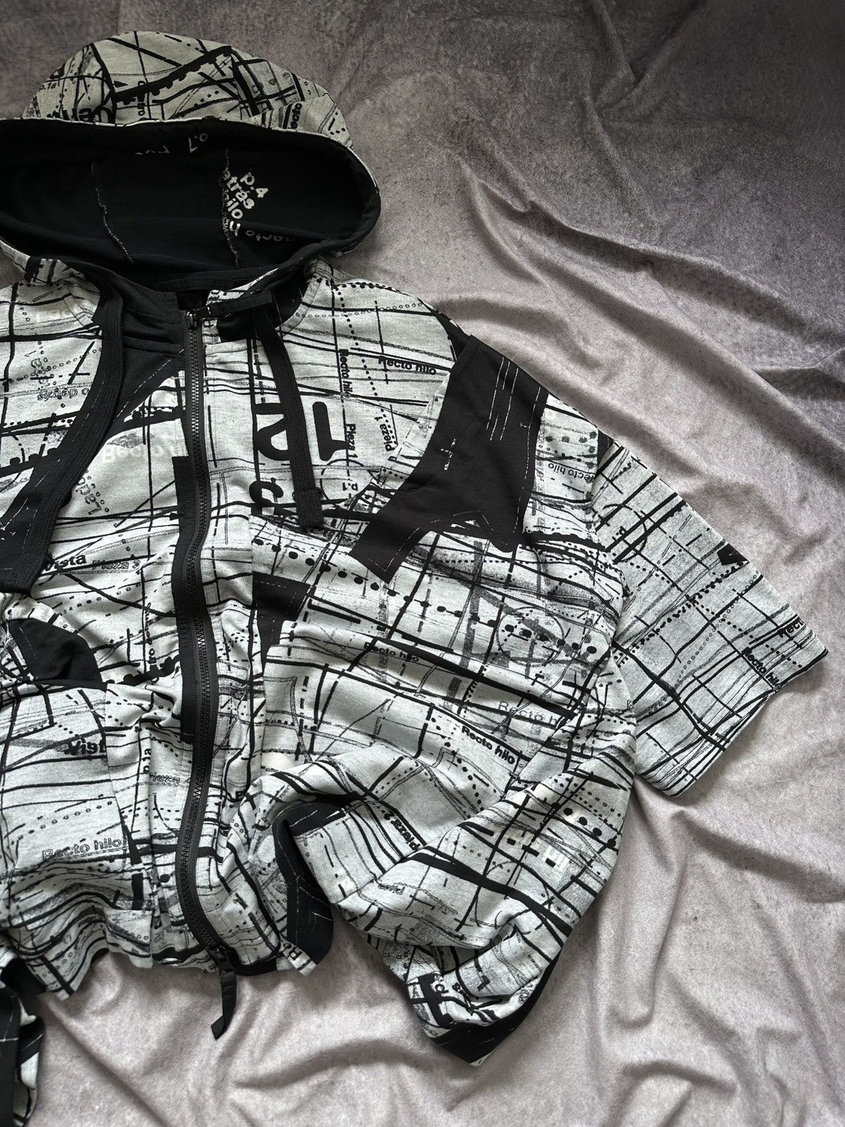 Rundholz RUNDHOLZ BLACK LABEL Patterned Zip Hoodie Black / White Size ONE SIZE - 3 Thumbnail