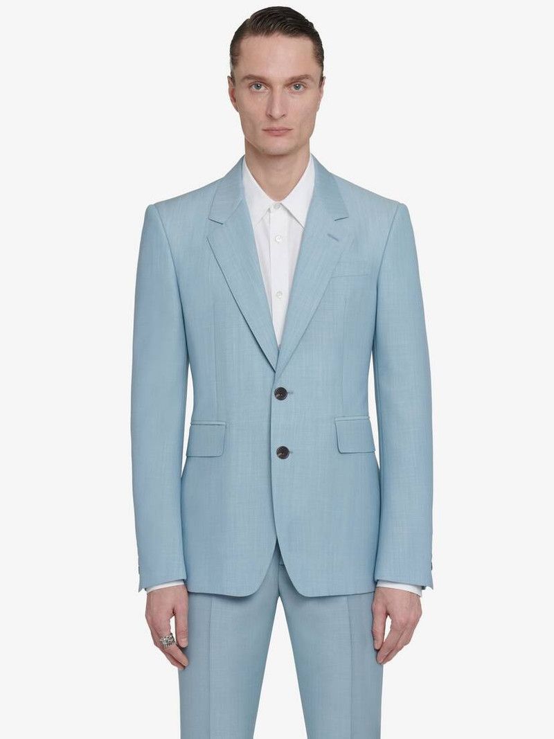 Alexander McQueen o1srvl11e0226 Neat Shoulder Single-Breasted Jacket Pale Blue Size US M / EU 48-50 / 2 - 2 Thumbnail