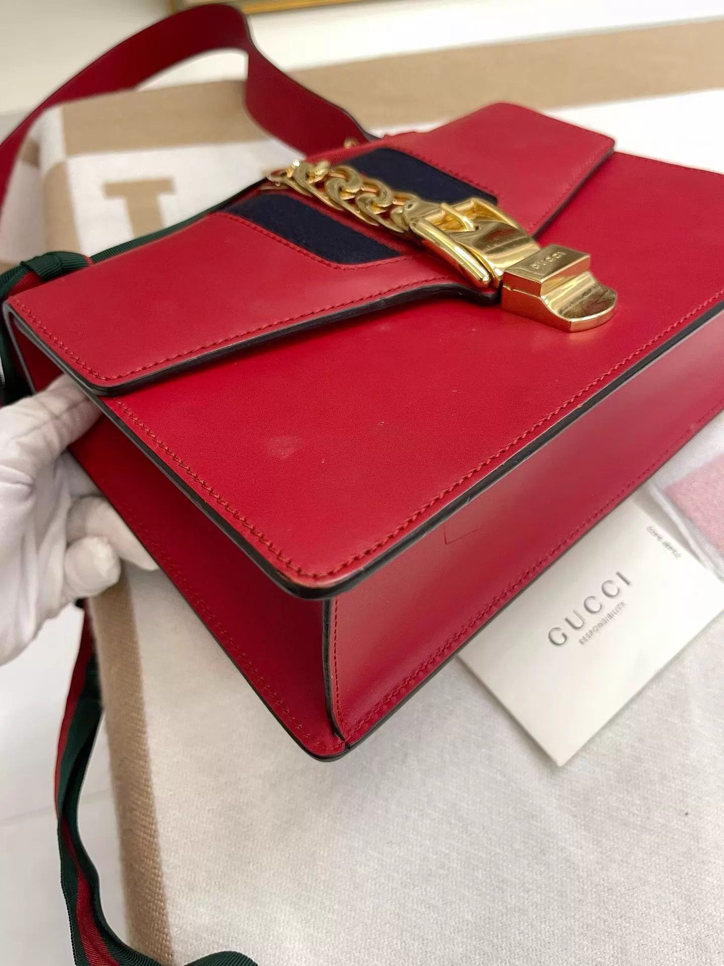 Gucci Gucci Sylvie Serbia Medium Red New 25.5x16 AE919 Size ONE SIZE - 6 Thumbnail
