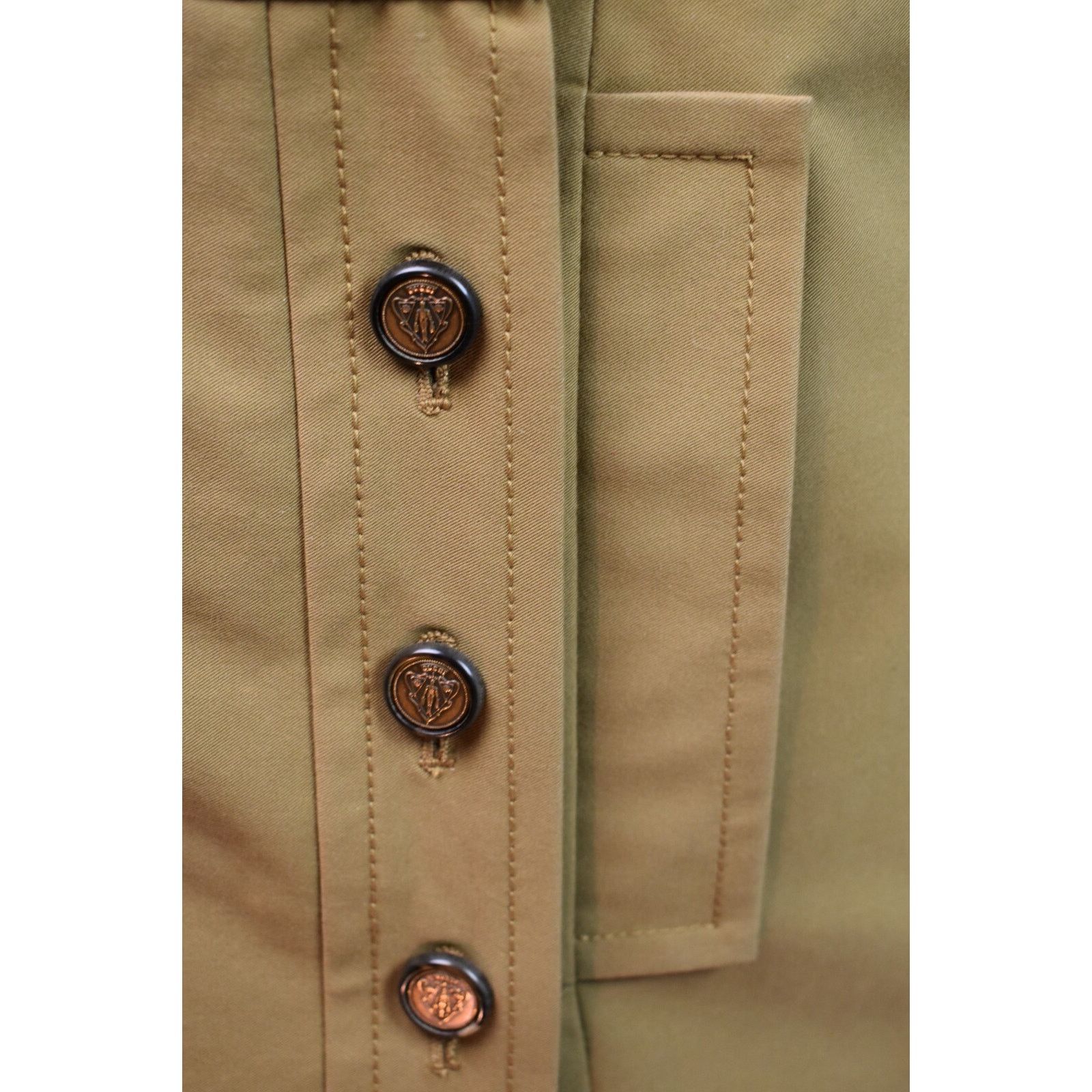 Gucci GUCCI 200269 DISTRESS BROWN COTTON LOGO BUTTON SKIRT 44 $695 Size 30" / US 8 / IT 44 - 2 Thumbnail