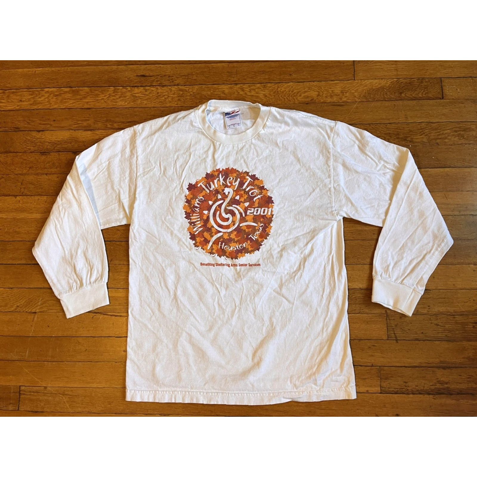 Vintage VINTAGE Houston Texas Turkey Trot 2001 Long Sleeve Shirt Men’s Large White Murina T-Shirt Logo Crew Neck City Retro 2000s Mens Size US L / EU 52-54 / 3 - 2 Thumbnail