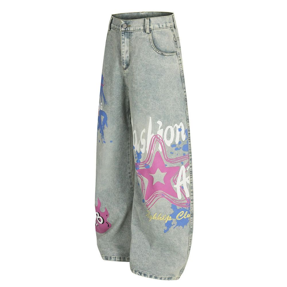 Vintage Men's street punk washed distressed graffiti scimitar jeans Size US 32 / EU 48 - 3 Thumbnail