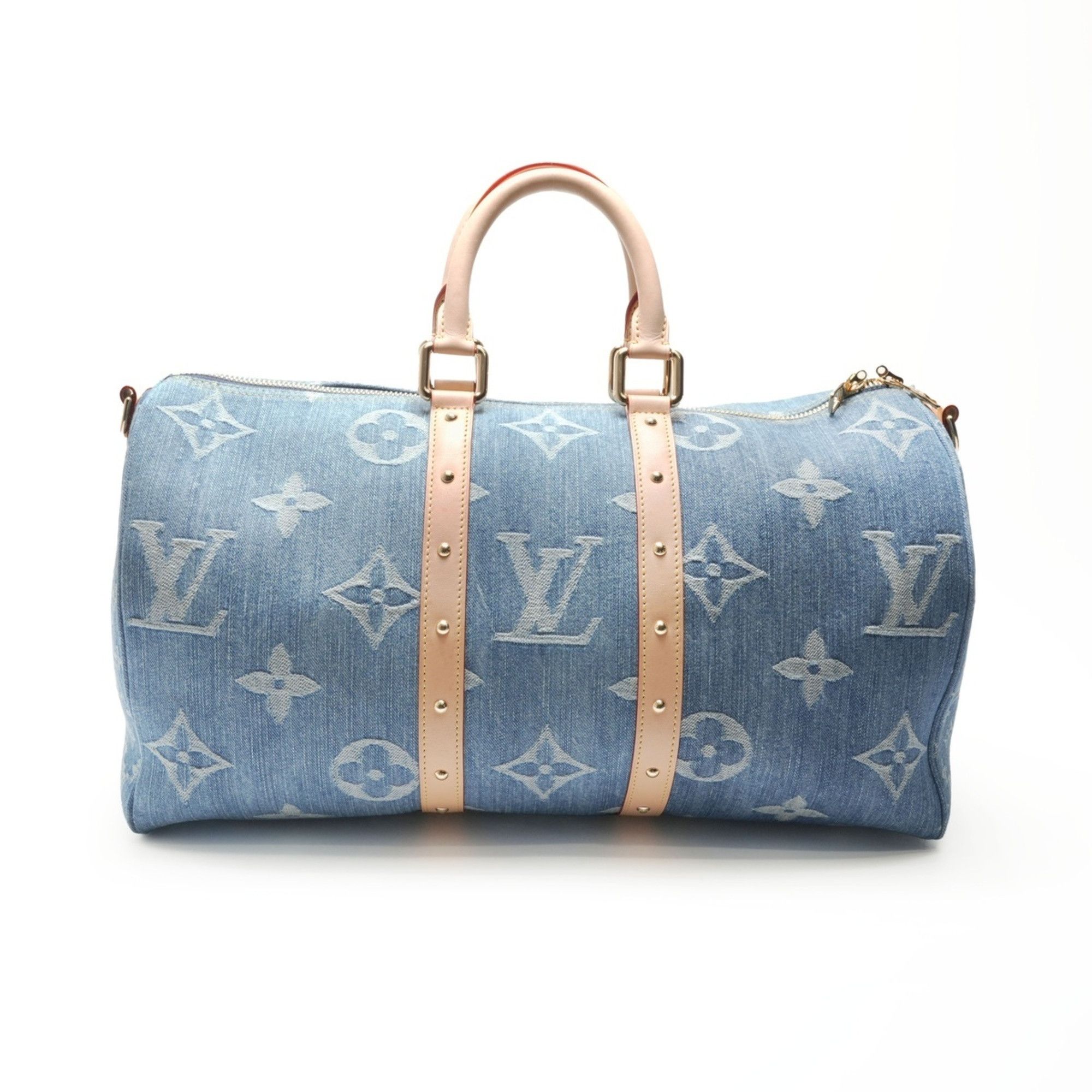 Louis Vuitton Louis Vuitton 2022-2025 Monogram Denim Keepall Bandouliere 45 Boston Bag in Navy Size ONE SIZE - 1 Thumbnail