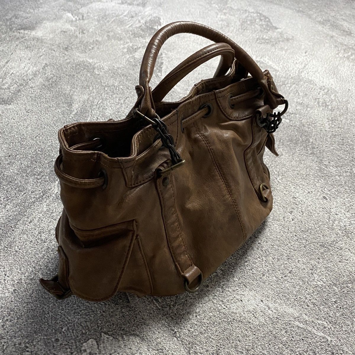Japanese Brand 2000s Brown Leather Satchel Shoulder Bags Size ONE SIZE - 4 Thumbnail