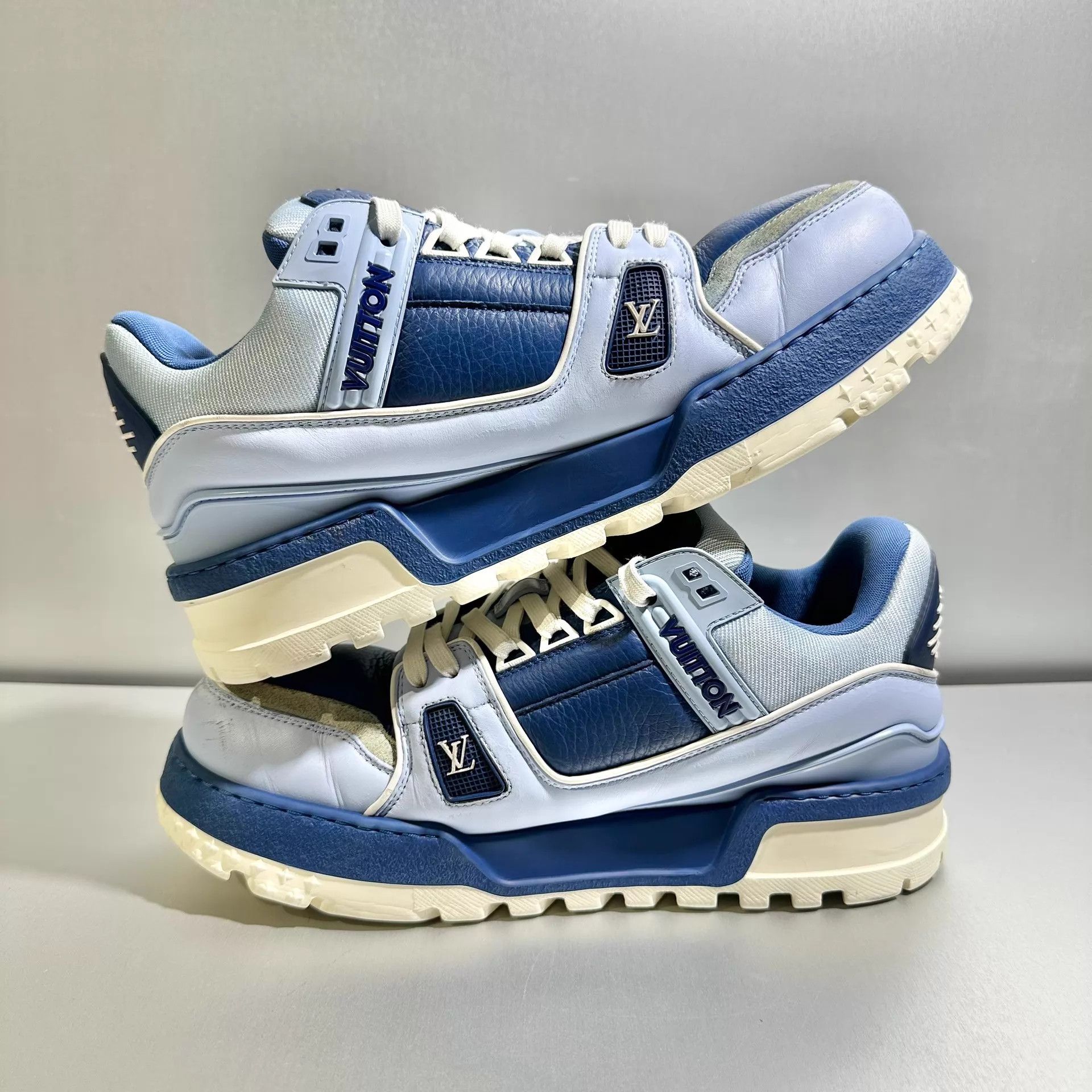 Louis Vuitton LV Trainer Maxi Blue Pangding 7.5/41.5 Excellent Size US 8.5 / EU 41-42 - 4 Thumbnail