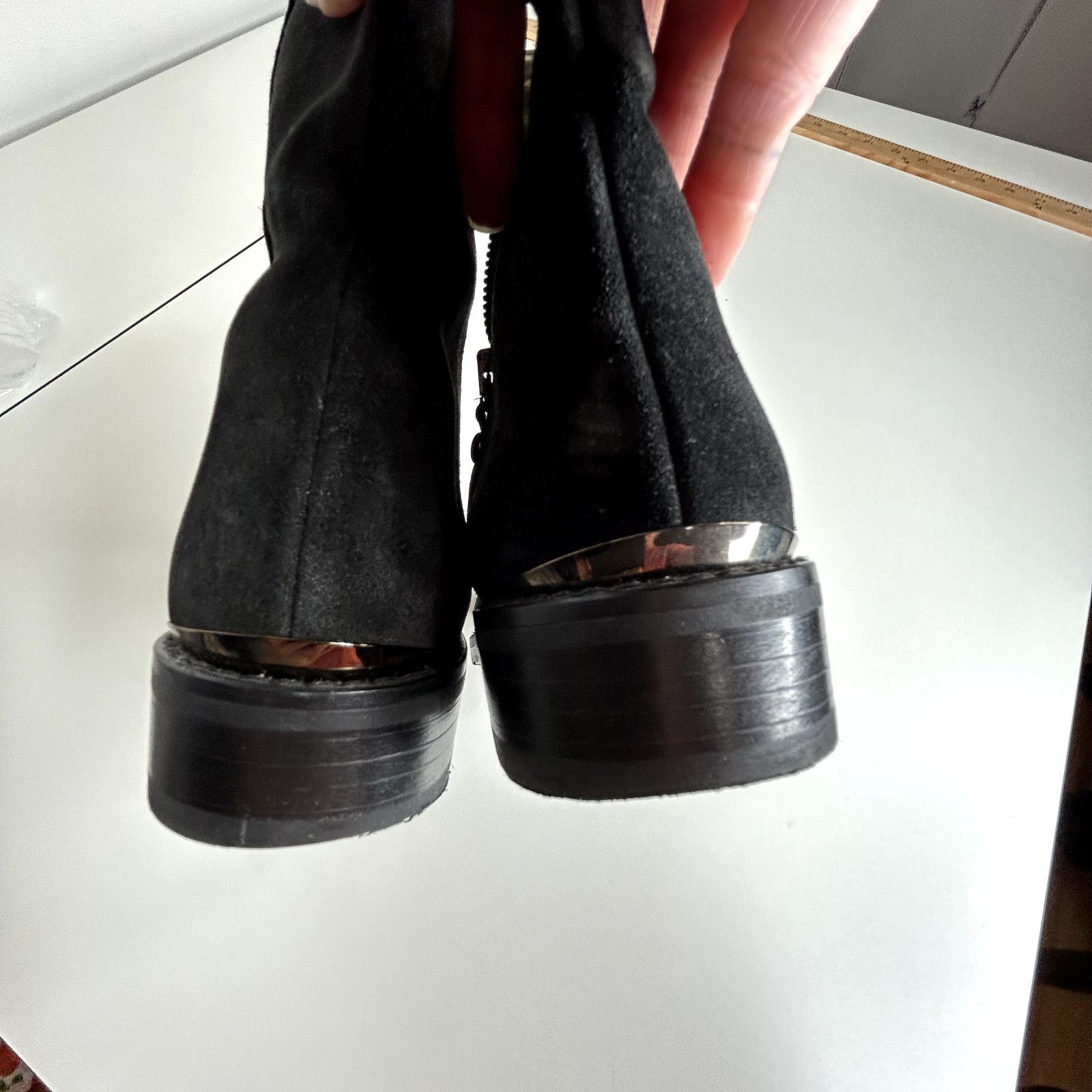 Stuart Weitzman Stuart Weitzman Black Suede Mid-Calf Round Toe Booties 4 Size US 4 / IT 34 - 15 Thumbnail