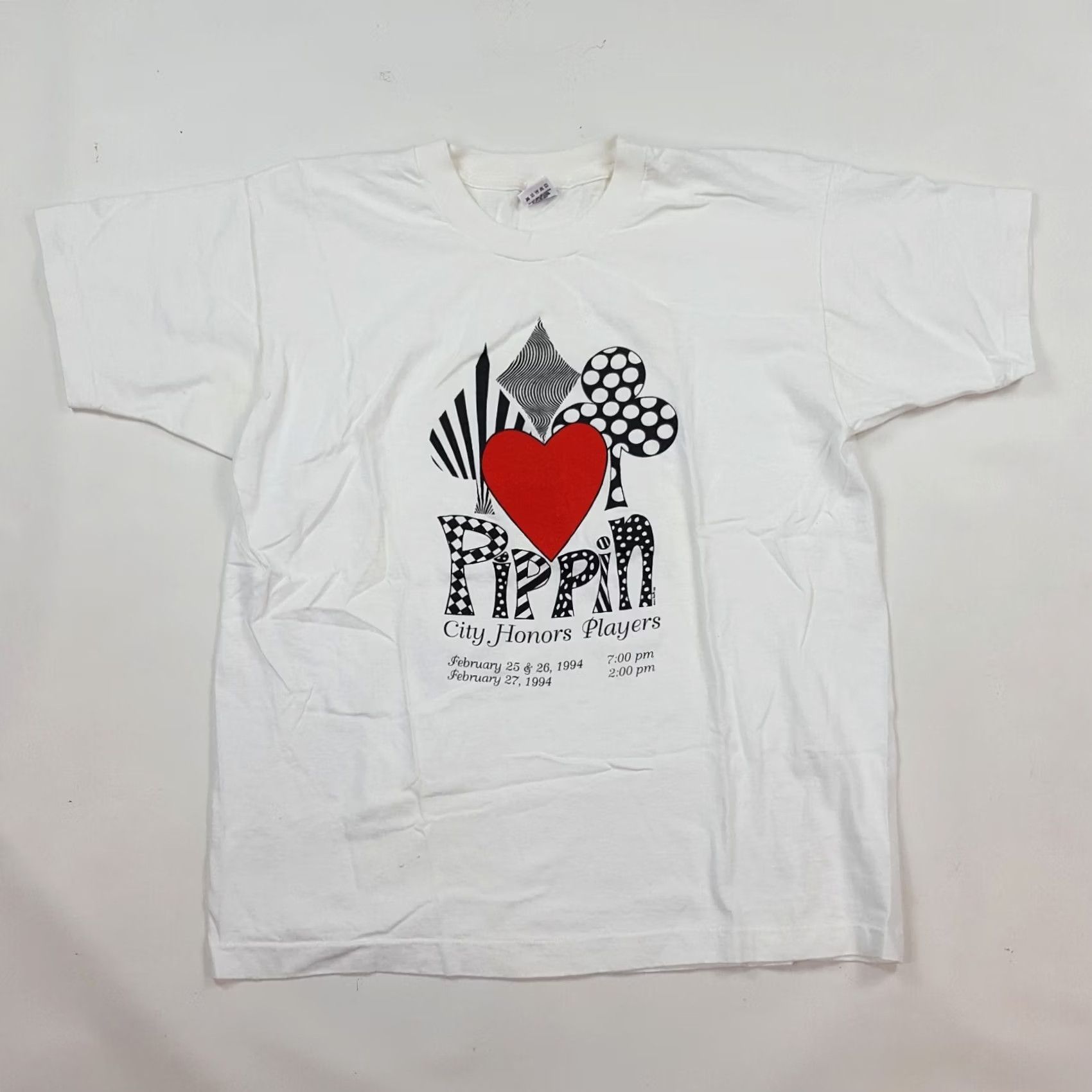 Fruit Of The Loom VINTAGE 90s Pippin Poker Black Jack Cards Men's XL T Shirt USA Casino Art Heart Retro White Cotton Fruit of the Loom Graphic Print Size US XL / EU 56 / 4 - 2 Thumbnail