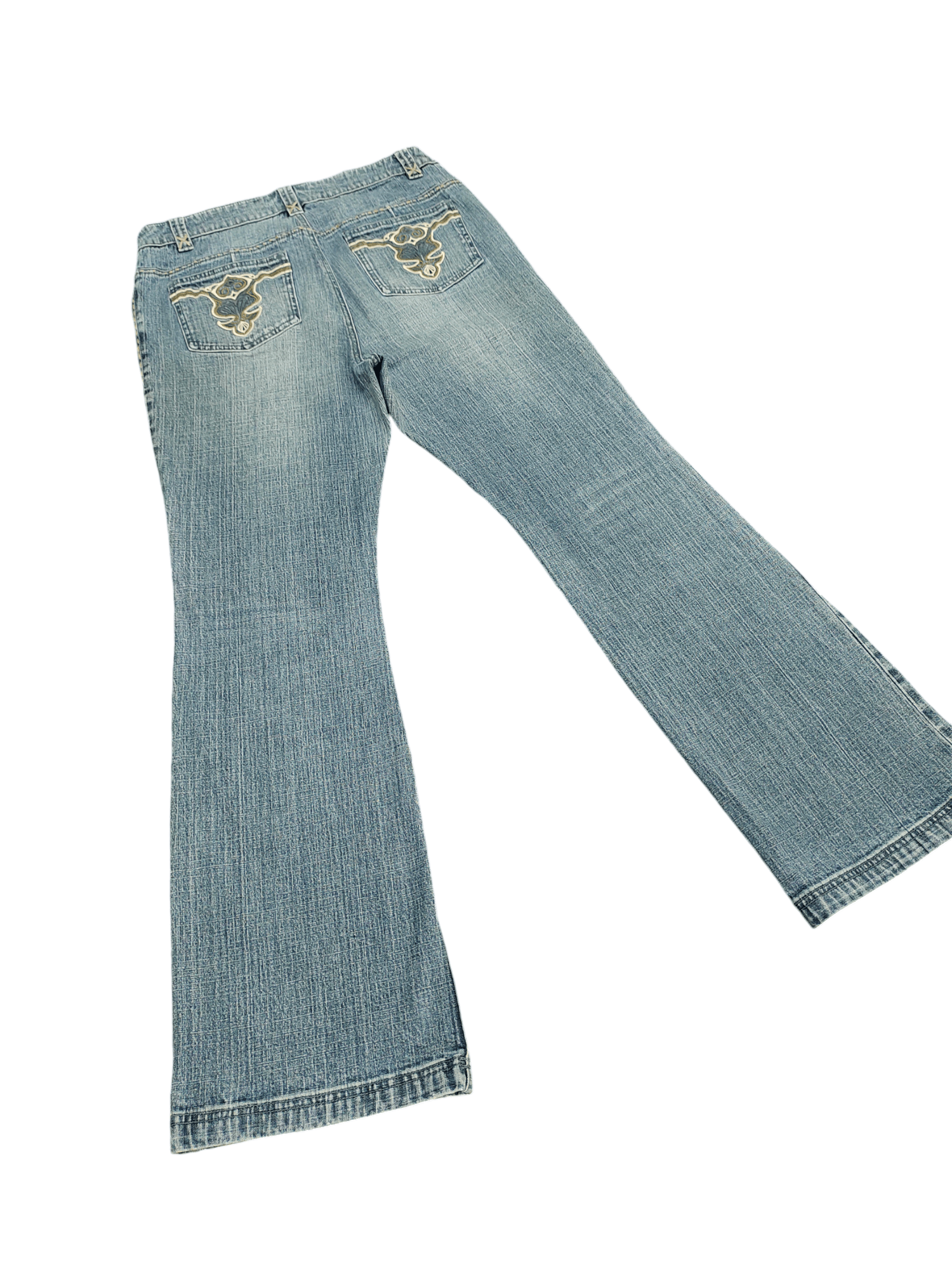 If Six Was Nine Flare Jeans La Redoute Tribal Clawmark Faded Bootcut Y2k Size US 31 - 15 Thumbnail
