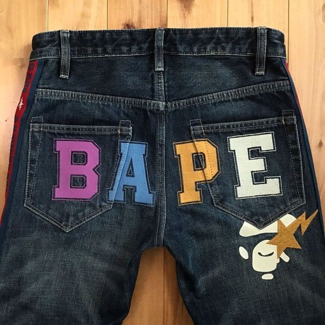 Bape BAPE LOGO embroidered slim fit denim pants APE ★size S Size US 30 / EU 46 - 5 Thumbnail