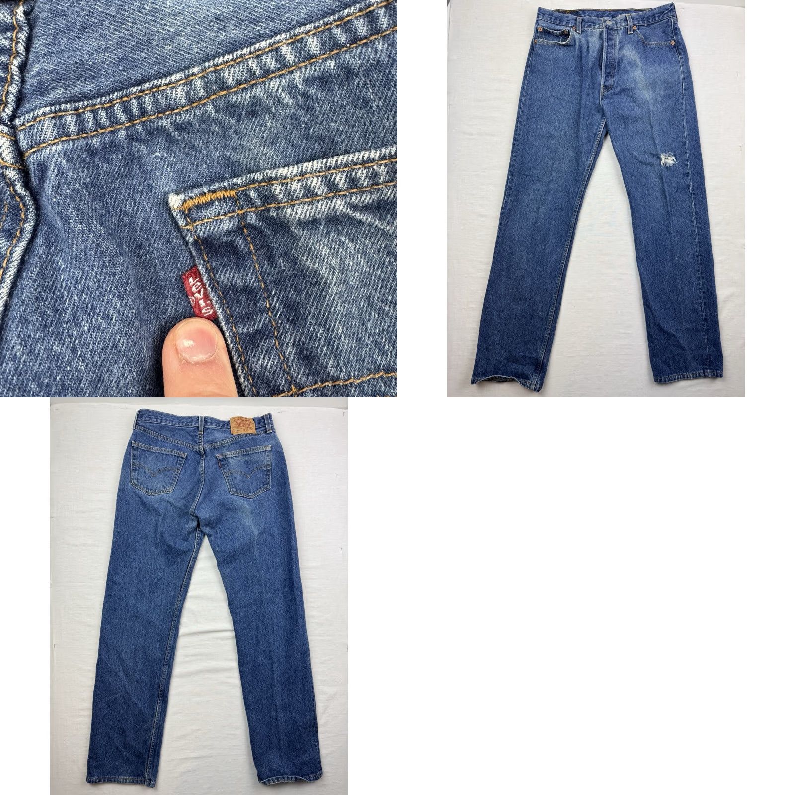 Levi's VINTAGE Levi's 501 Jeans Adult 35x34 Button Fly Straight Leg USA Hipster Blue Cotton Mens Size US 35 - 10 Thumbnail
