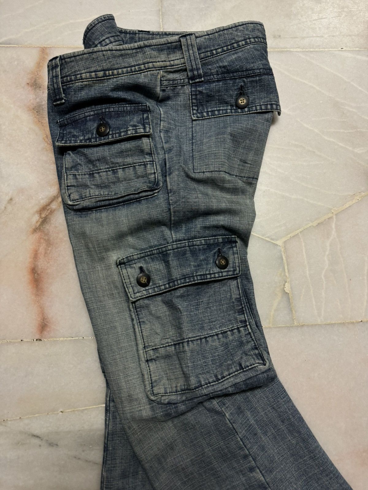 PPFM 💥FLARE💥90s JAPANESE RARE BUSHPANTS CARGO BELL BOTTOM JEANS Size US 29 - 13 Thumbnail