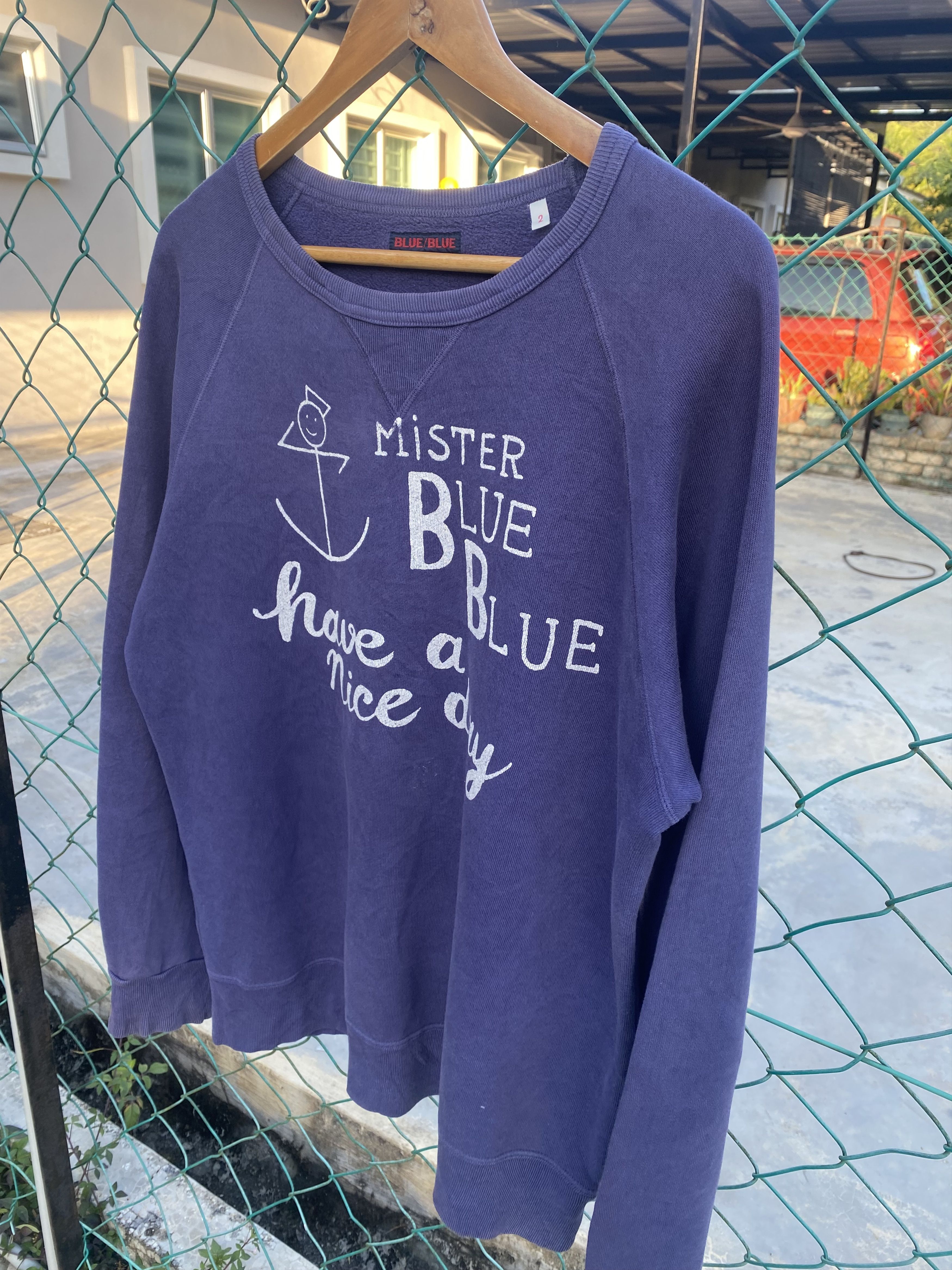 Blue Blue Japan Distressed BLUE BLUE sun faded crewneck Size US M / EU 48-50 / 2 - 4 Thumbnail